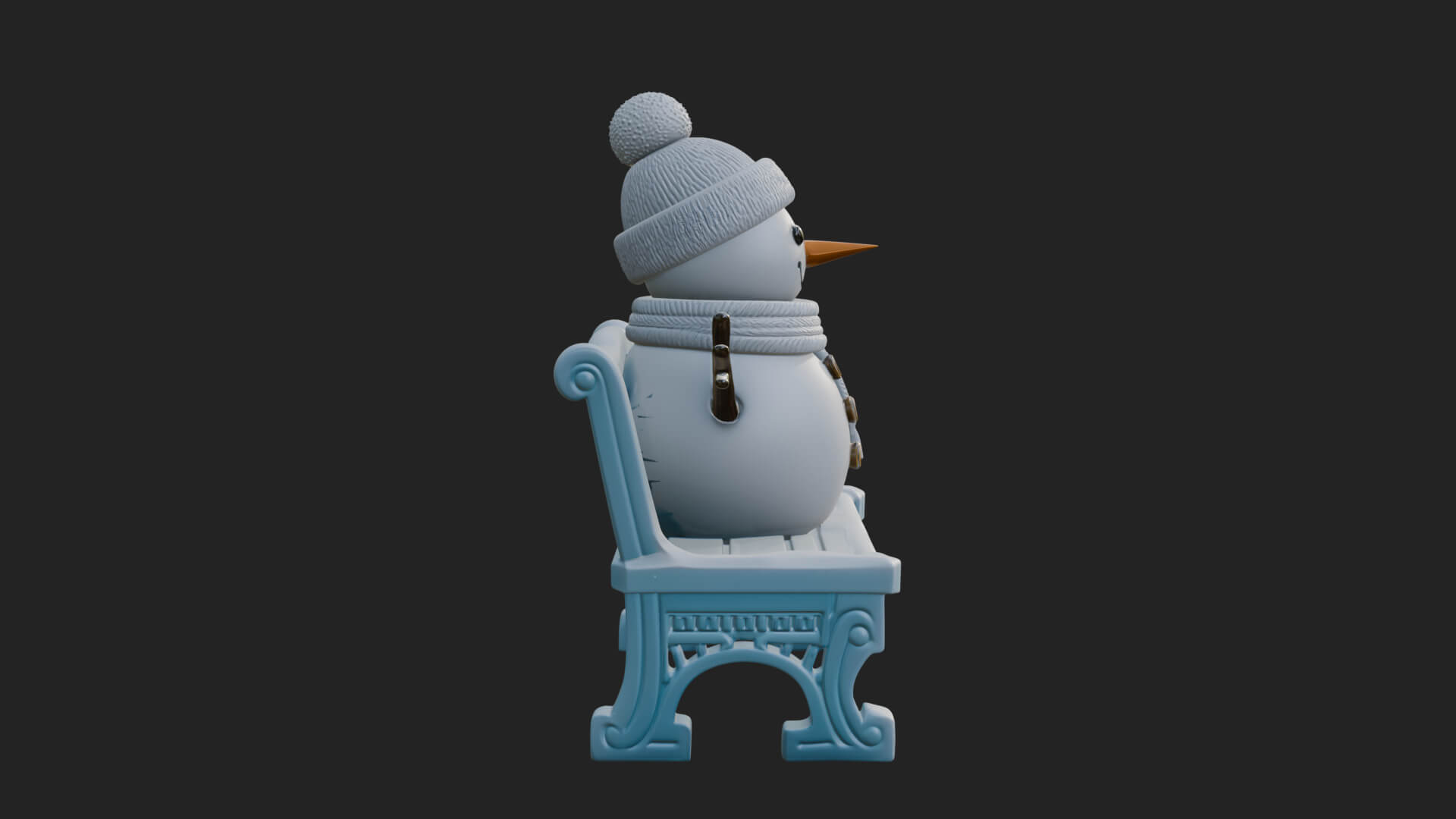 Snowman on Bench Statue Design 4 3D Print Model 3D Model