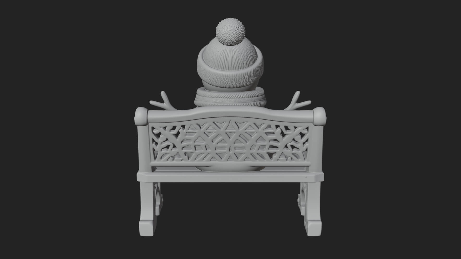 Snowman on Bench Statue Design 4 3D Print Model 3D Model