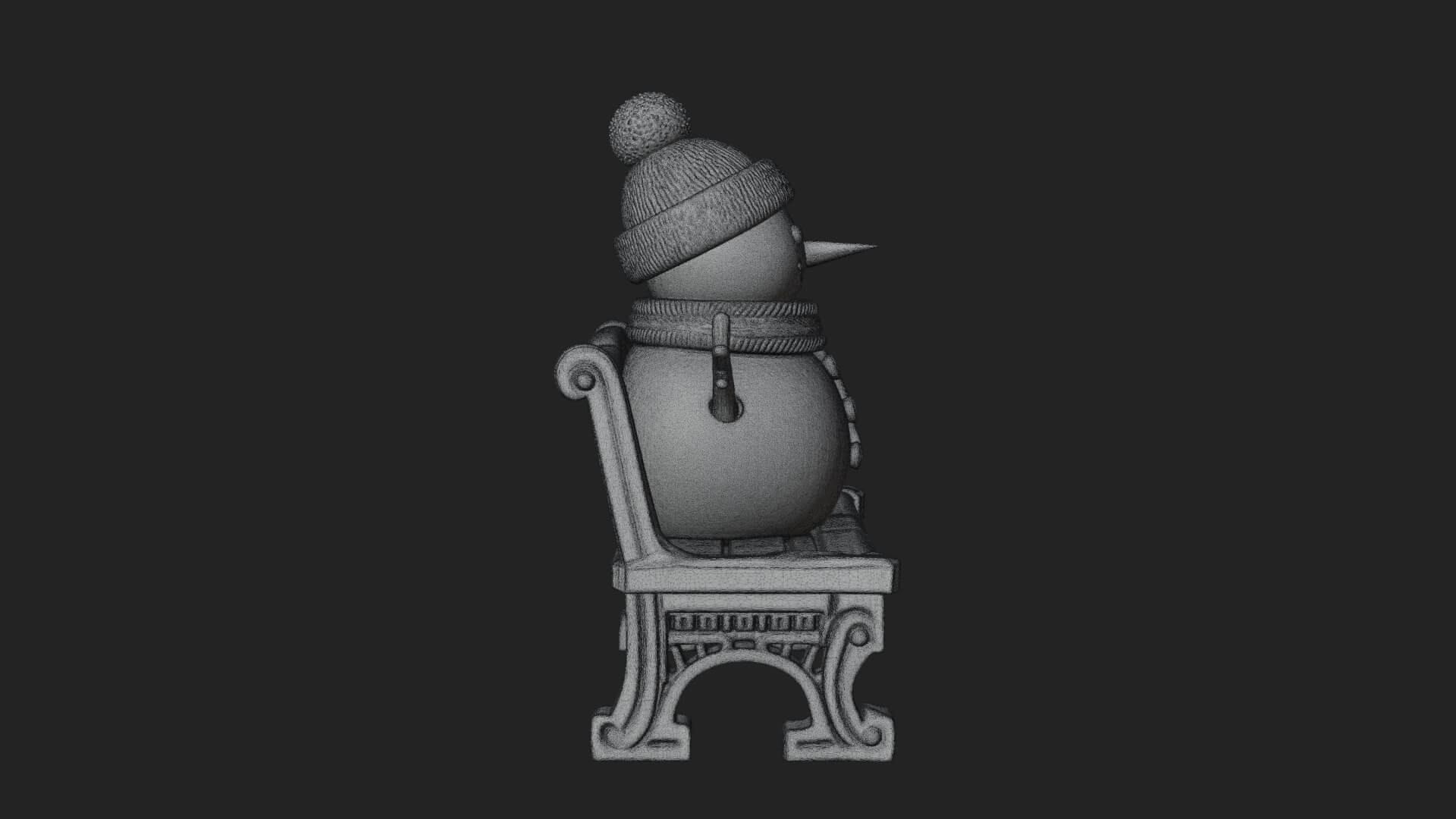 Snowman on Bench Statue Design 4 3D Print Model 3D Model