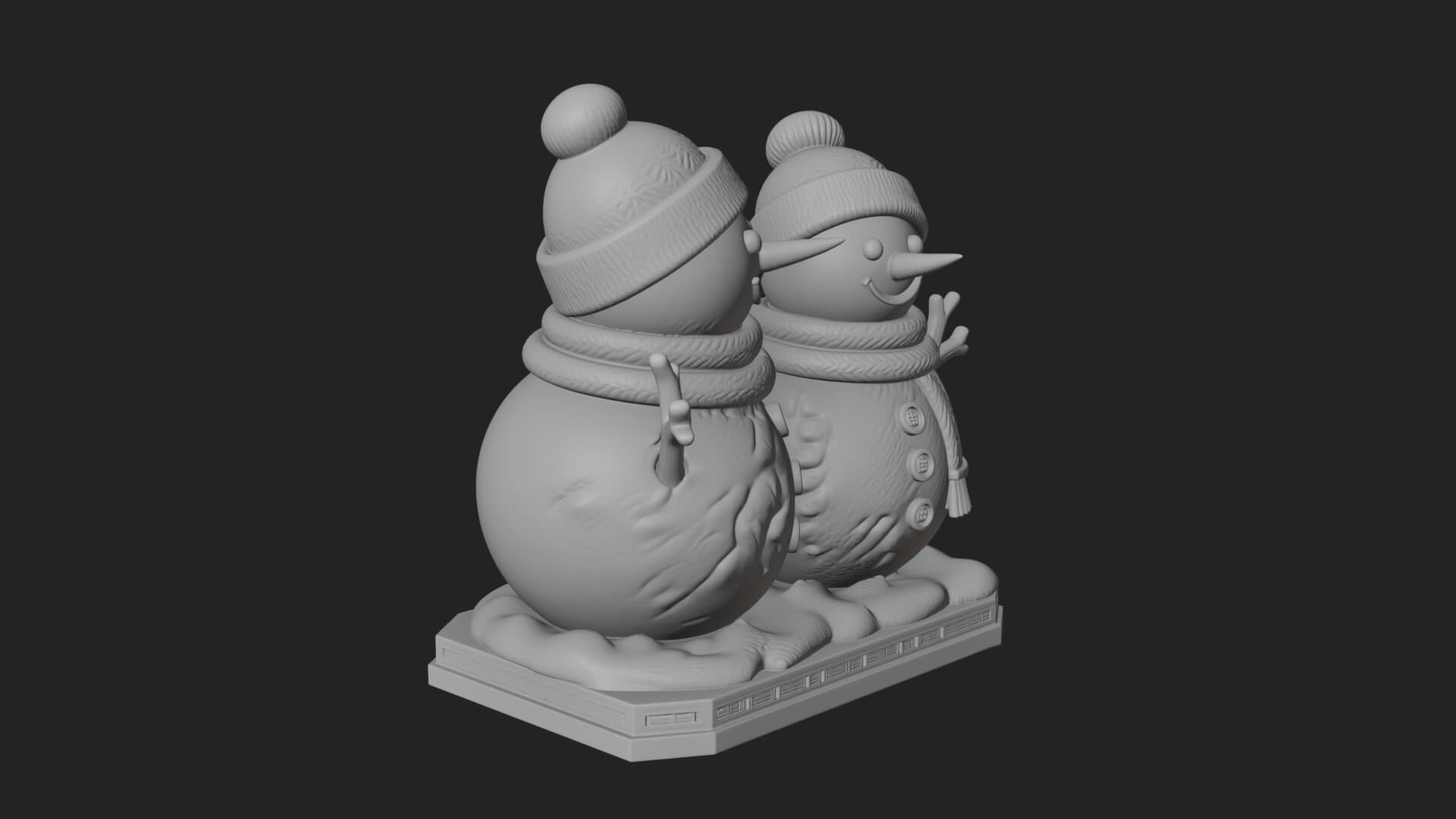 Snowman Pair Statue Design 2 3D Print Model 3D Model