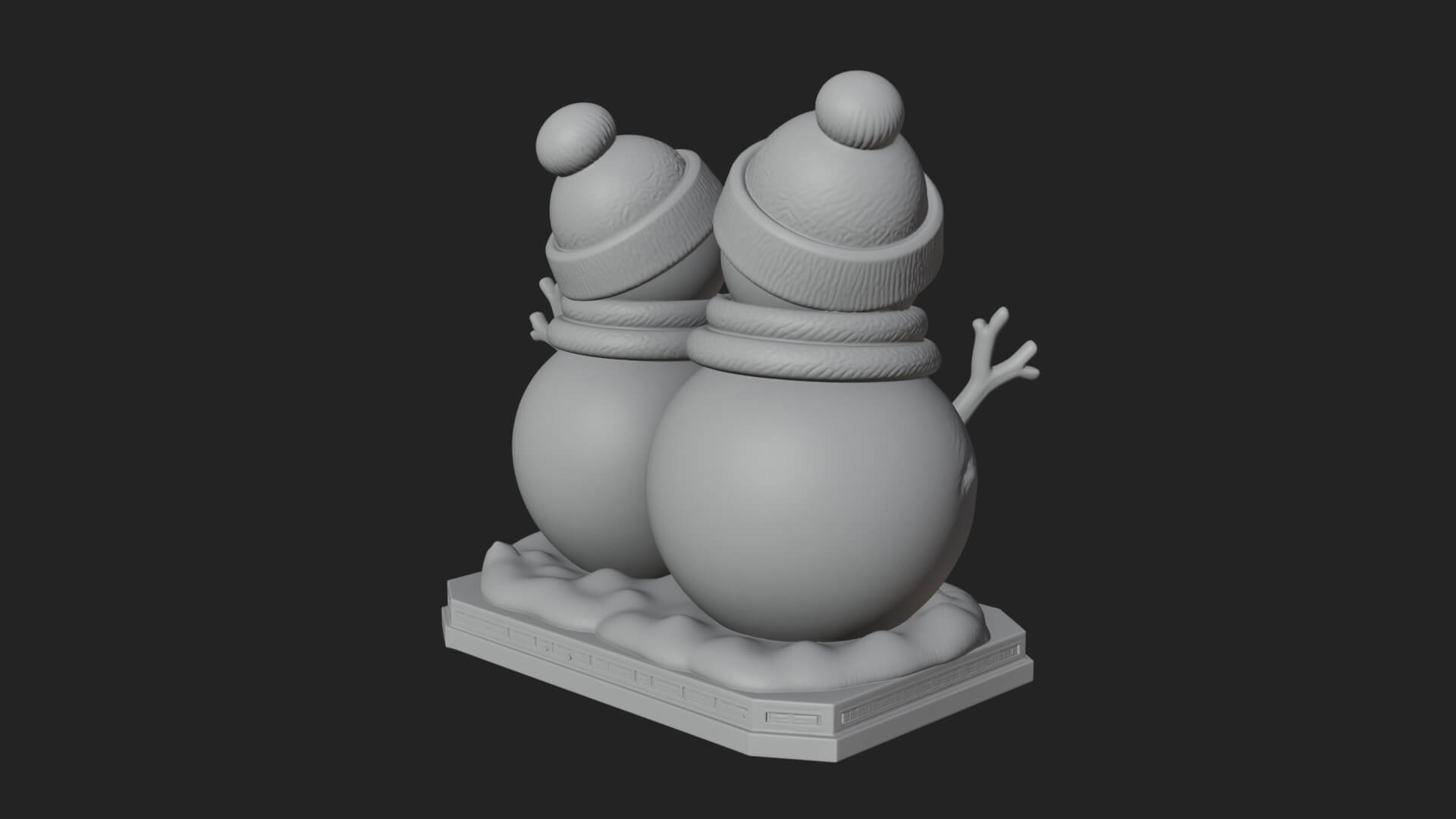 Snowman Pair Statue Design 2 3D Print Model 3D Model