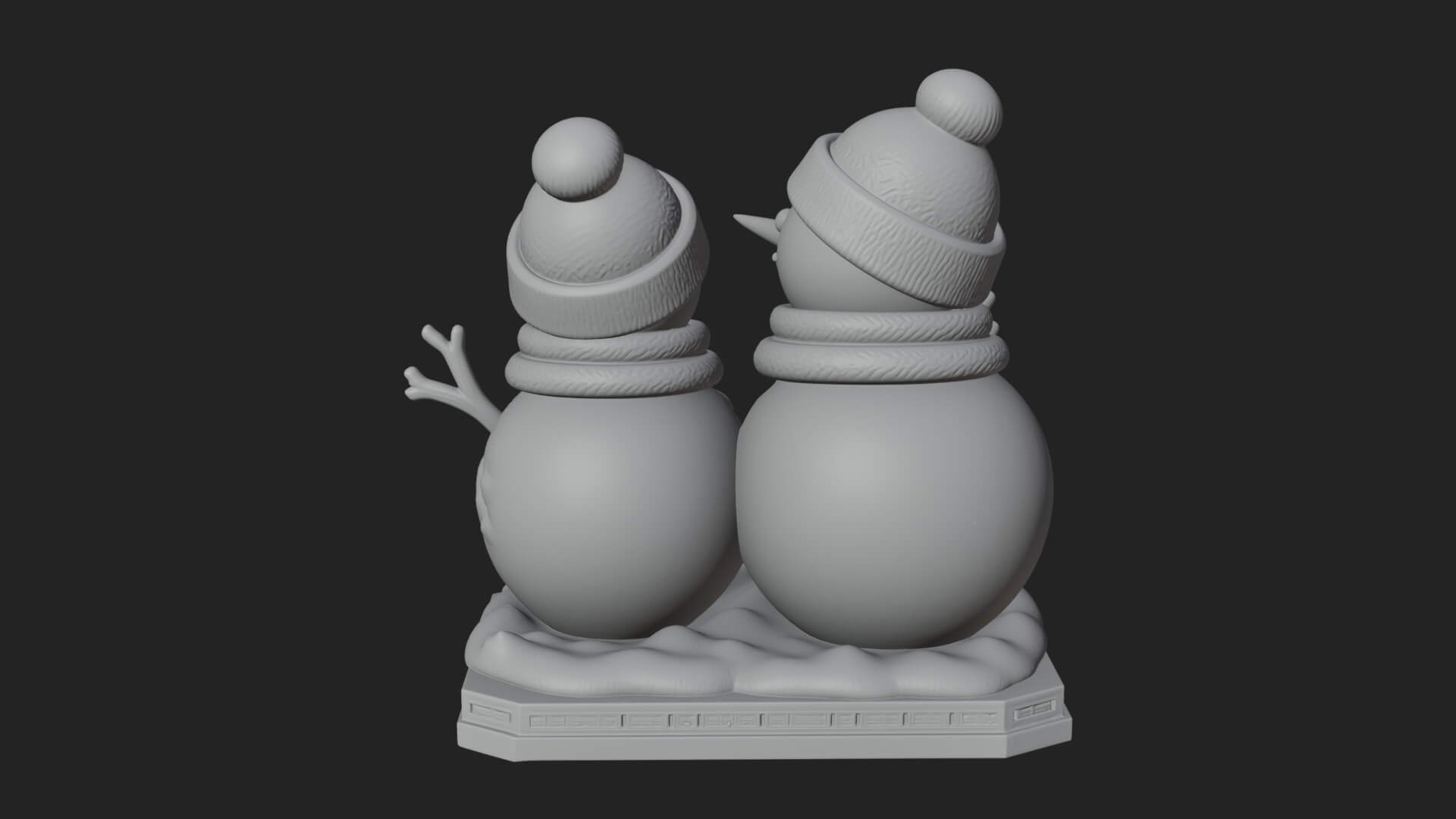 Snowman Pair Statue Design 2 3D Print Model 3D Model