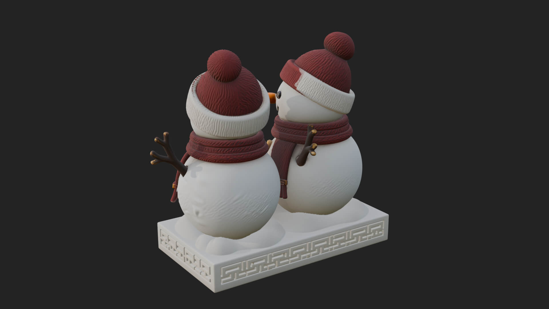 Snowman Pair Statue Design 3 3D Print Model 3D Model