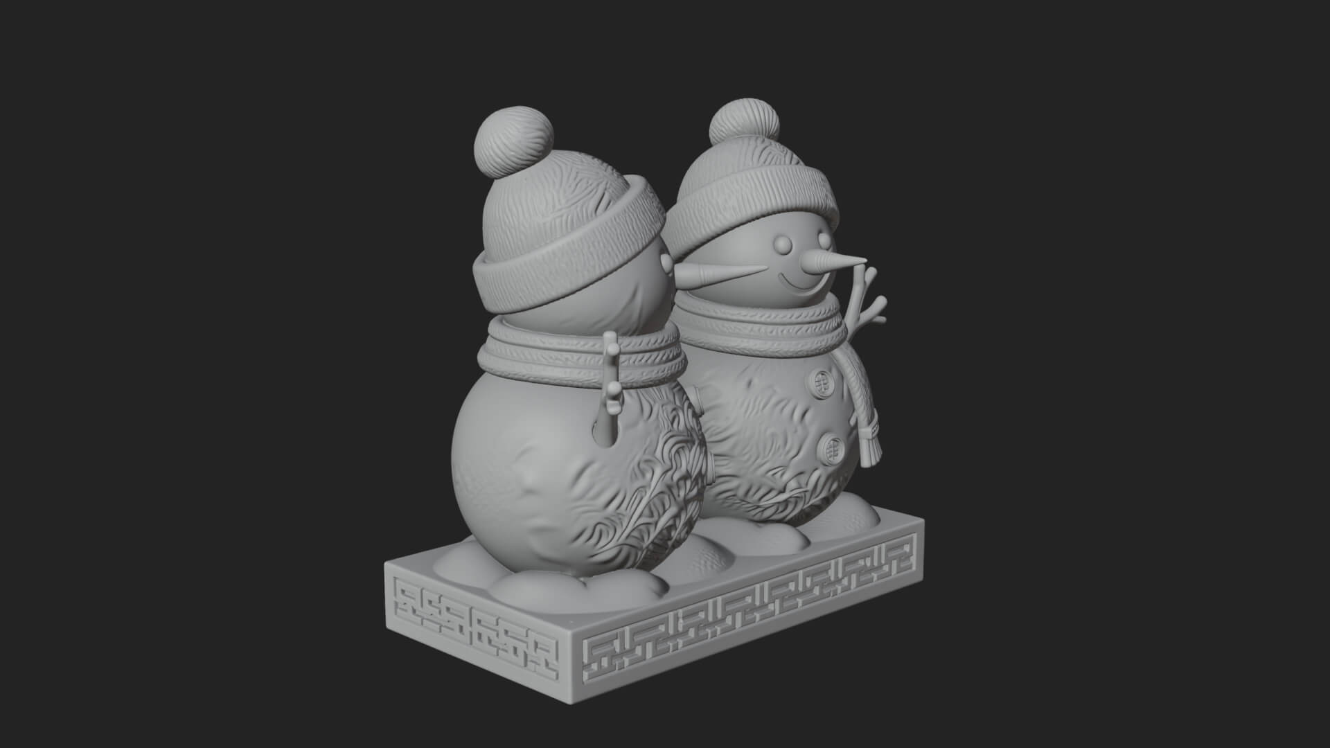 Snowman Pair Statue Design 3 3D Print Model 3D Model