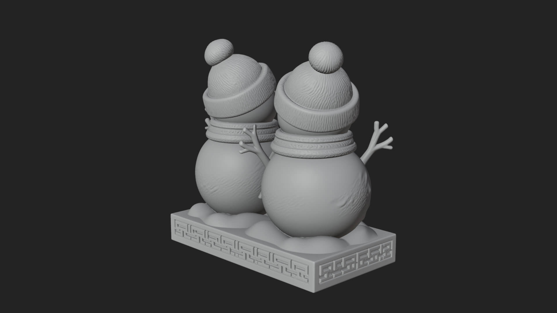 Snowman Pair Statue Design 3 3D Print Model 3D Model