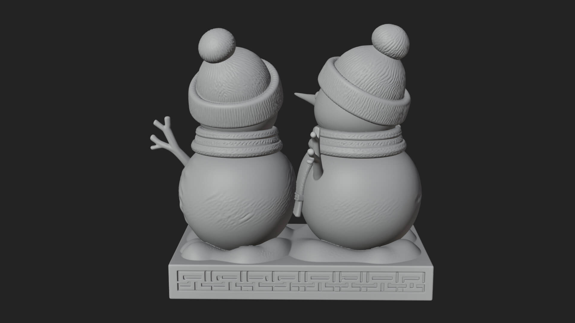 Snowman Pair Statue Design 3 3D Print Model 3D Model