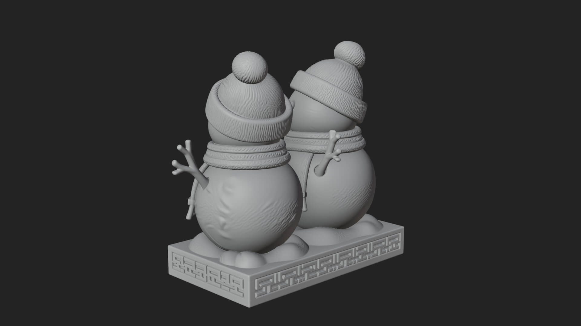 Snowman Pair Statue Design 3 3D Print Model 3D Model