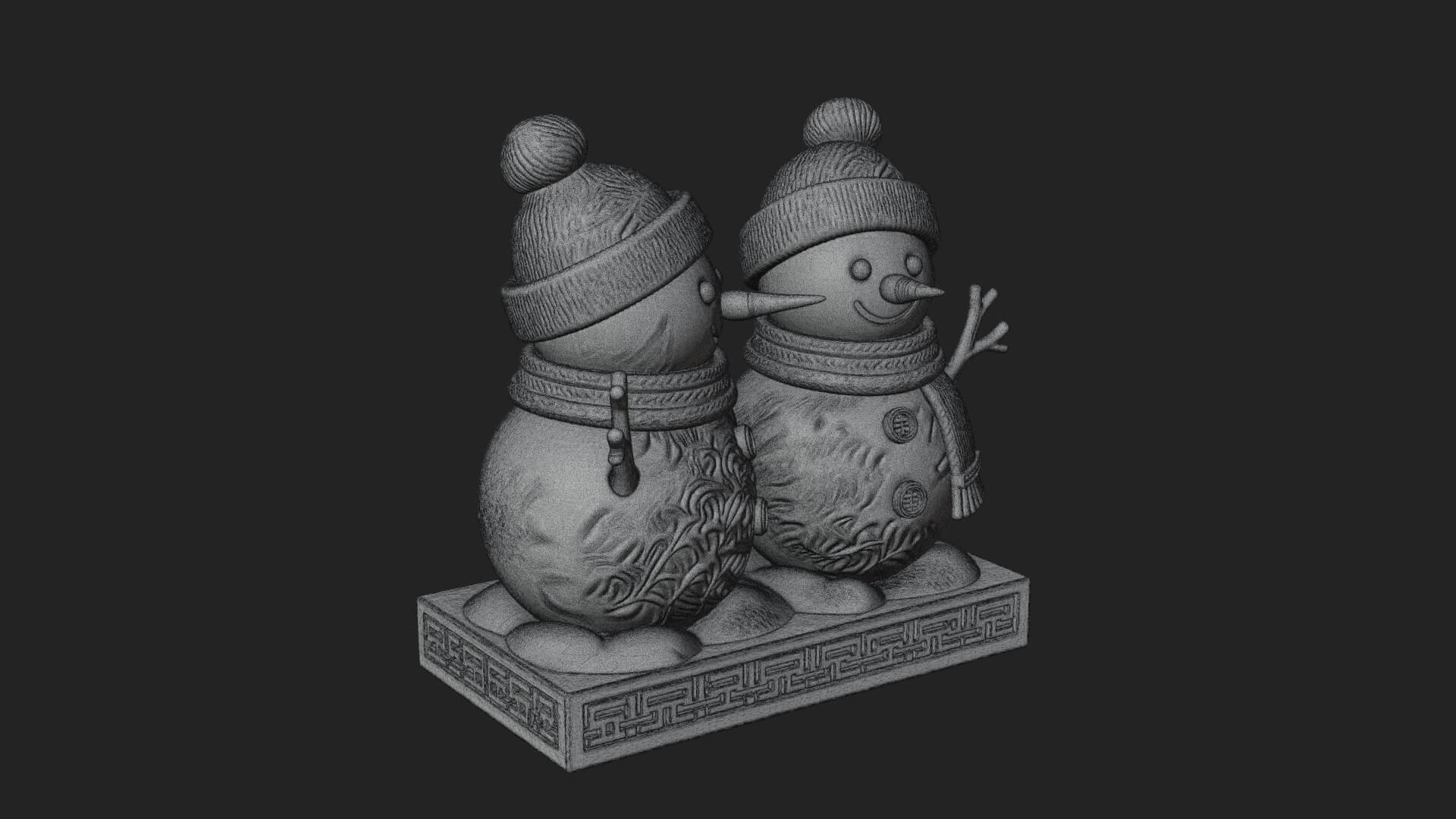 Snowman Pair Statue Design 3 3D Print Model 3D Model