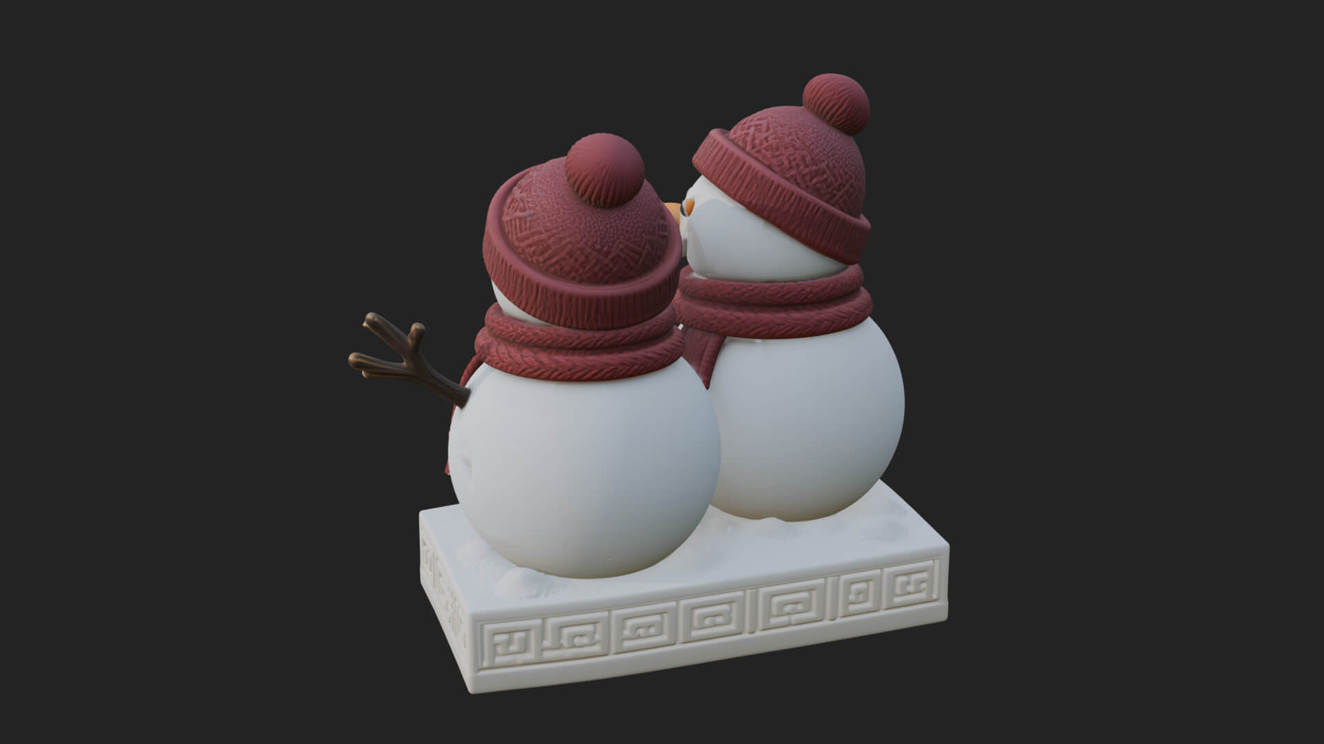 Snowman Pair Statue Design 4 3D Print Model 3D Model