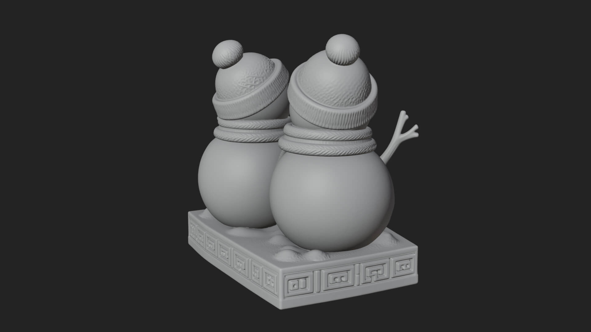 Snowman Pair Statue Design 4 3D Print Model 3D Model