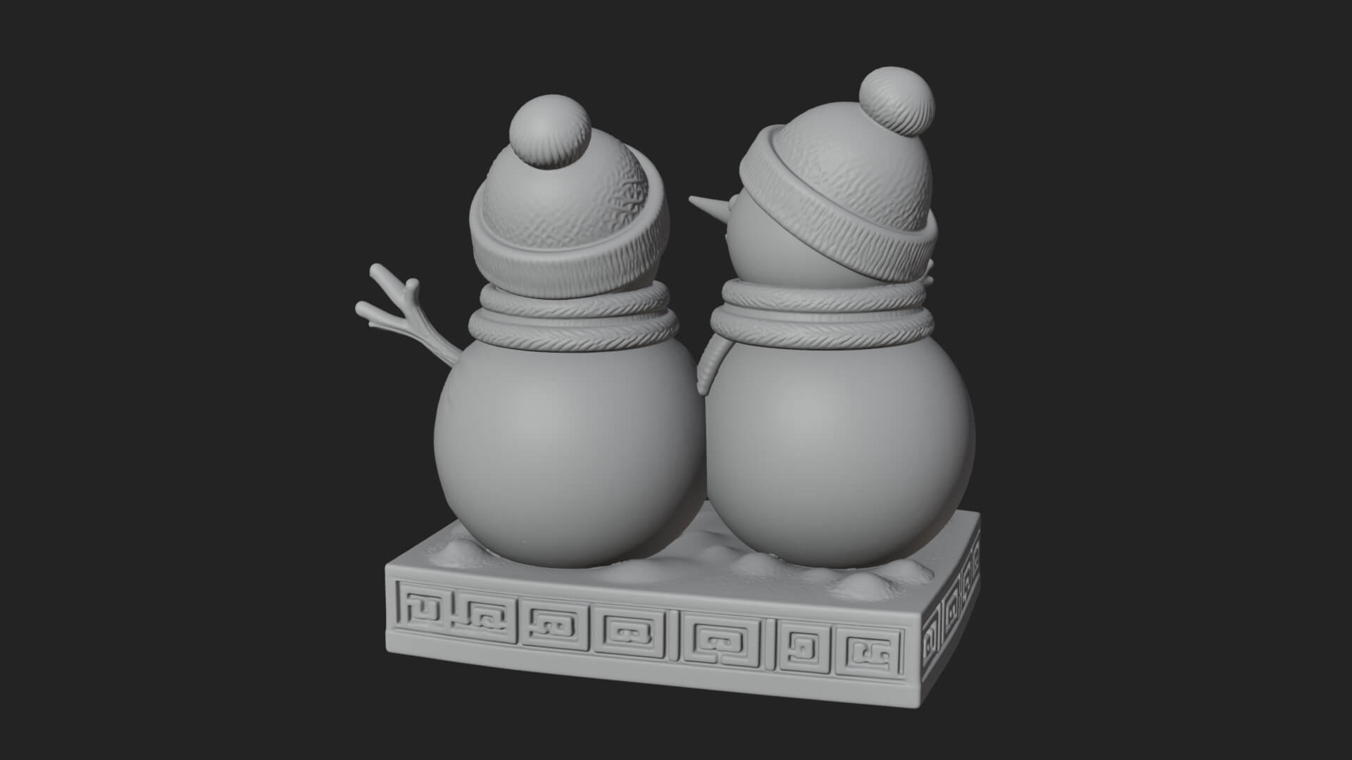 Snowman Pair Statue Design 4 3D Print Model 3D Model