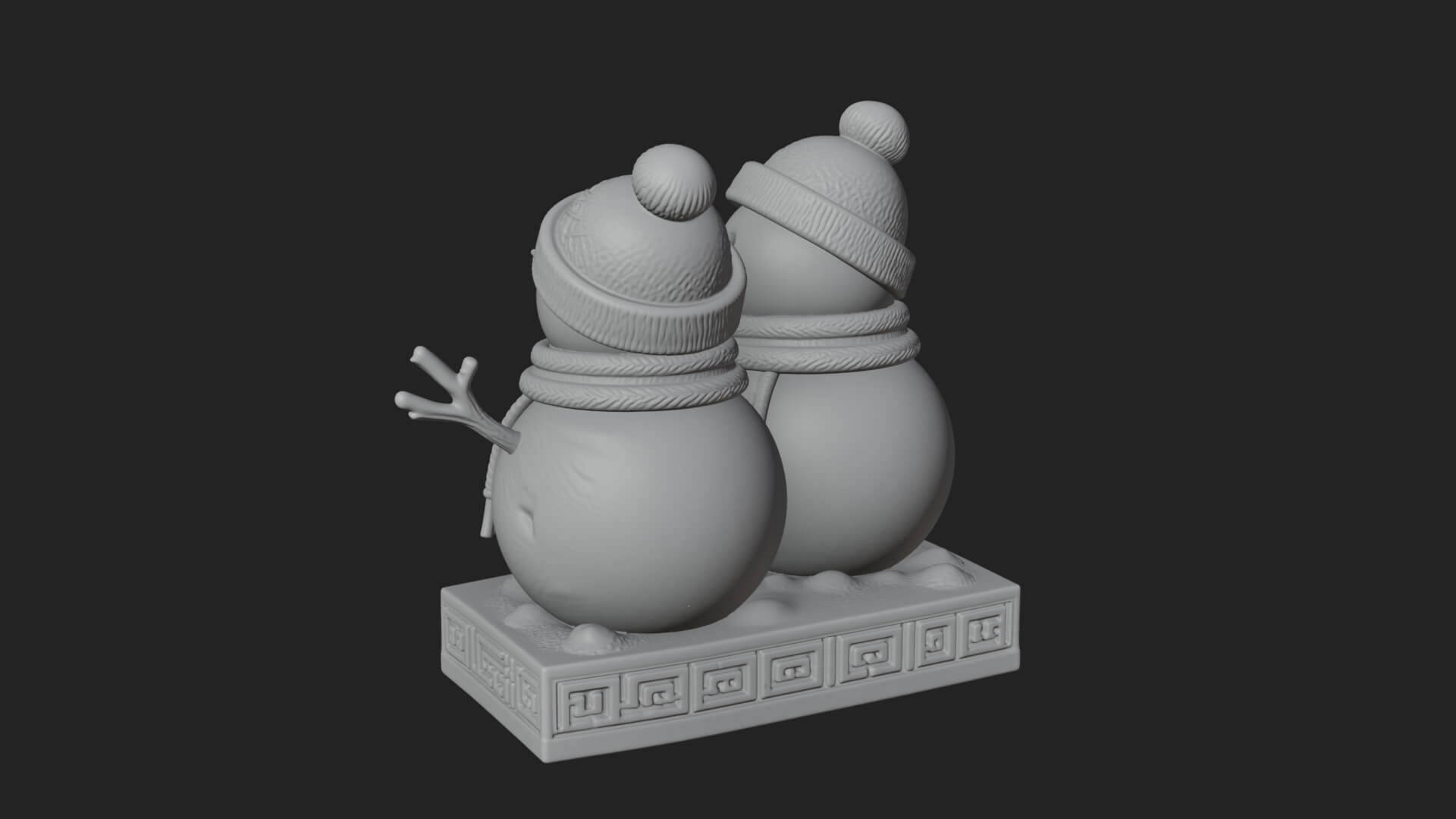 Snowman Pair Statue Design 4 3D Print Model 3D Model