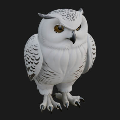 Snowy Owl Bird Statue Design 1 3D Print Model