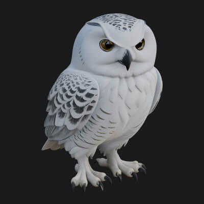 Snowy Owl Bird Statue Design 2 3D Print Model