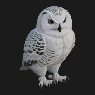 Snowy Owl Bird Statue Design 3 3D Print Model