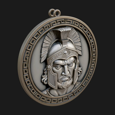 Spartan Helm Oval Plaque Design 1 3D Print Model