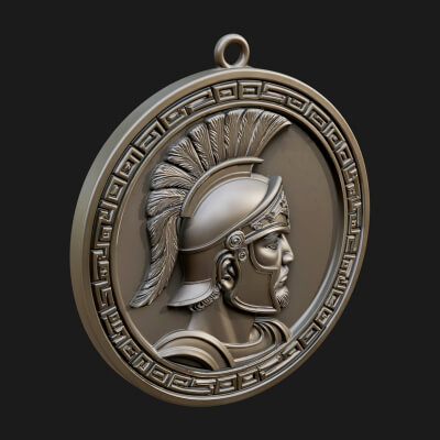 Spartan Helm Oval Plaque Design 2 3D Print Model