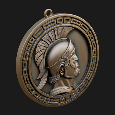 Spartan Helm Oval Plaque Design 3 3D Print Model