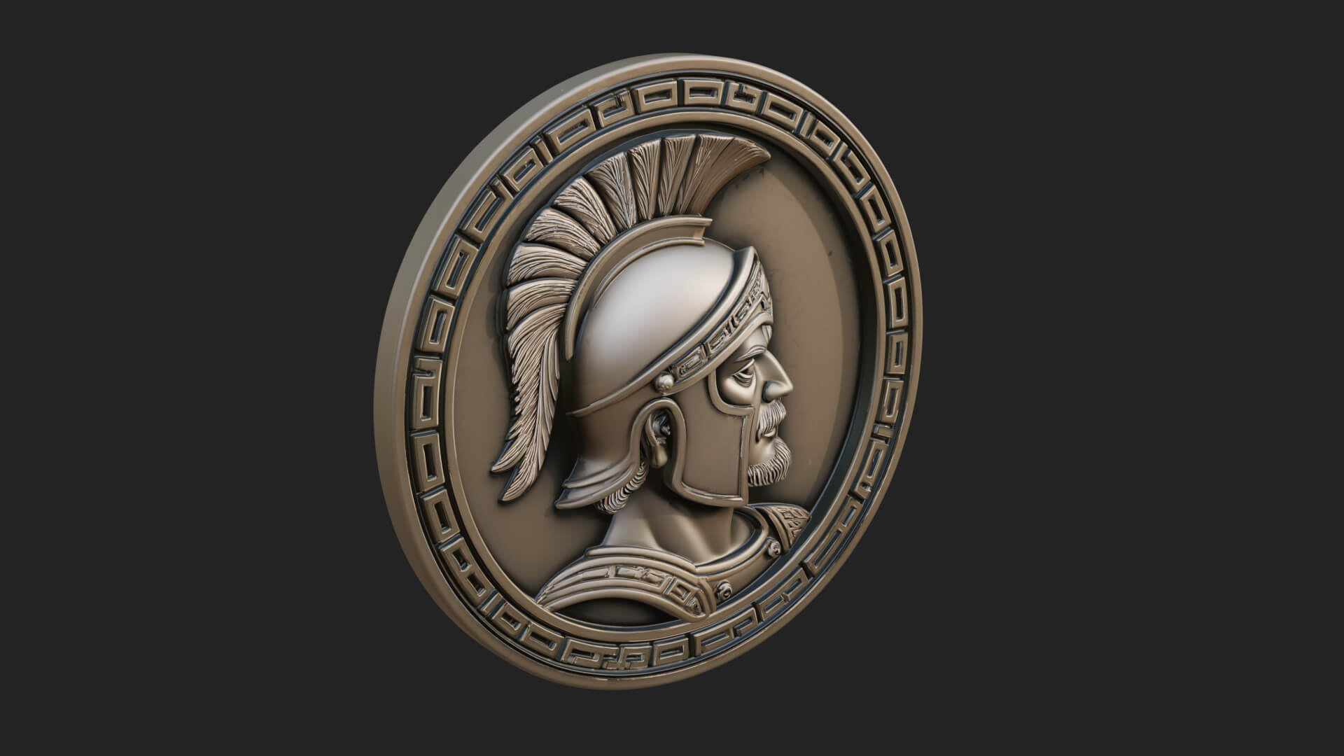Spartan Helm Oval Plaque Design 4 3D Print Model 3D Model