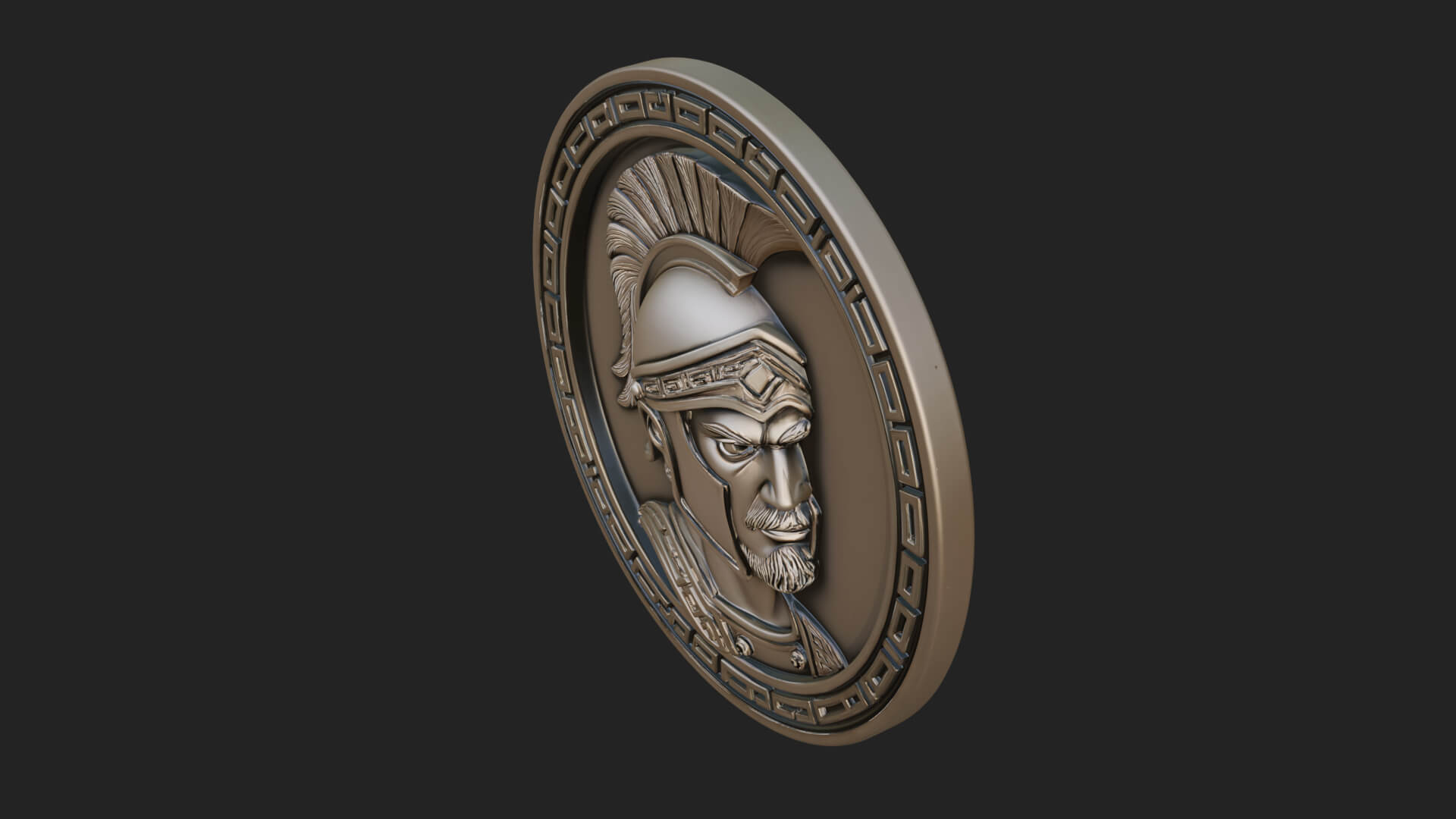 Spartan Helm Oval Plaque Design 4 3D Print Model 3D Model