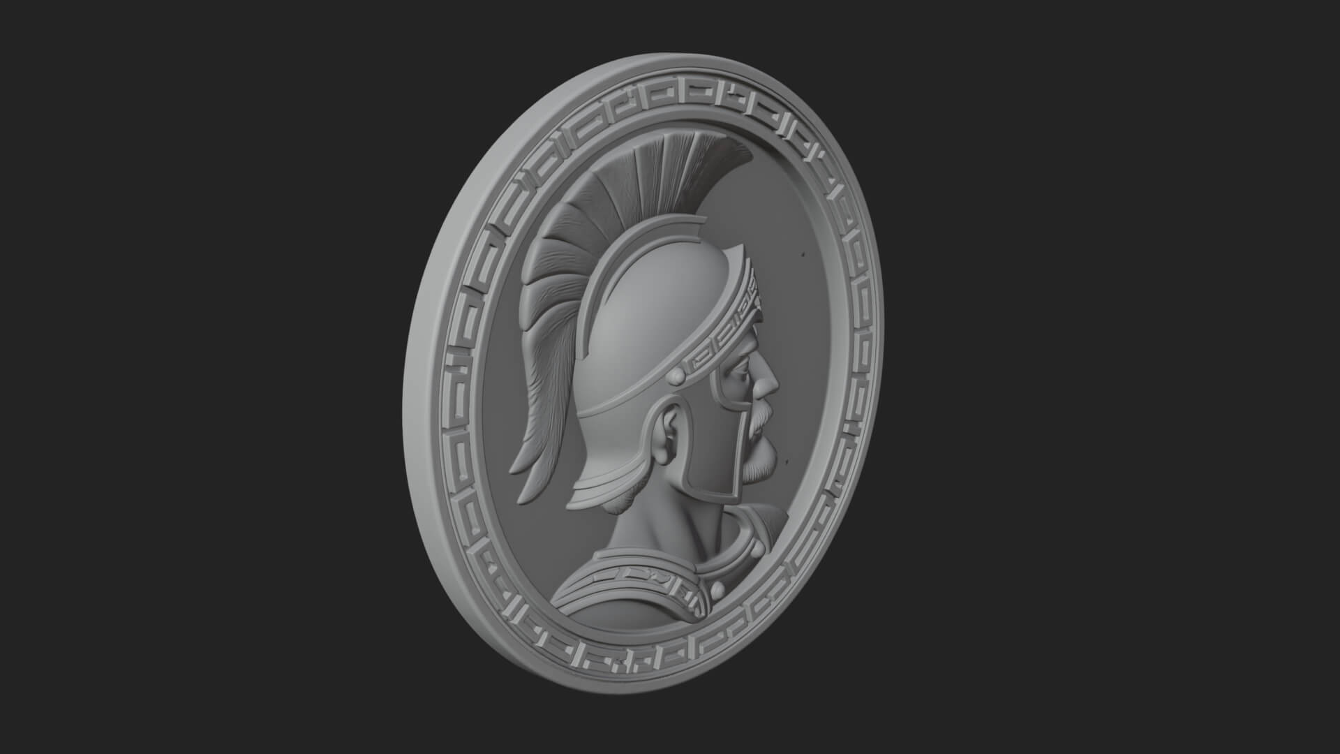 Spartan Helm Oval Plaque Design 4 3D Print Model 3D Model