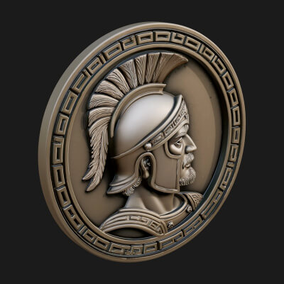 Spartan Helm Oval Plaque Design 4 3D Print Model
