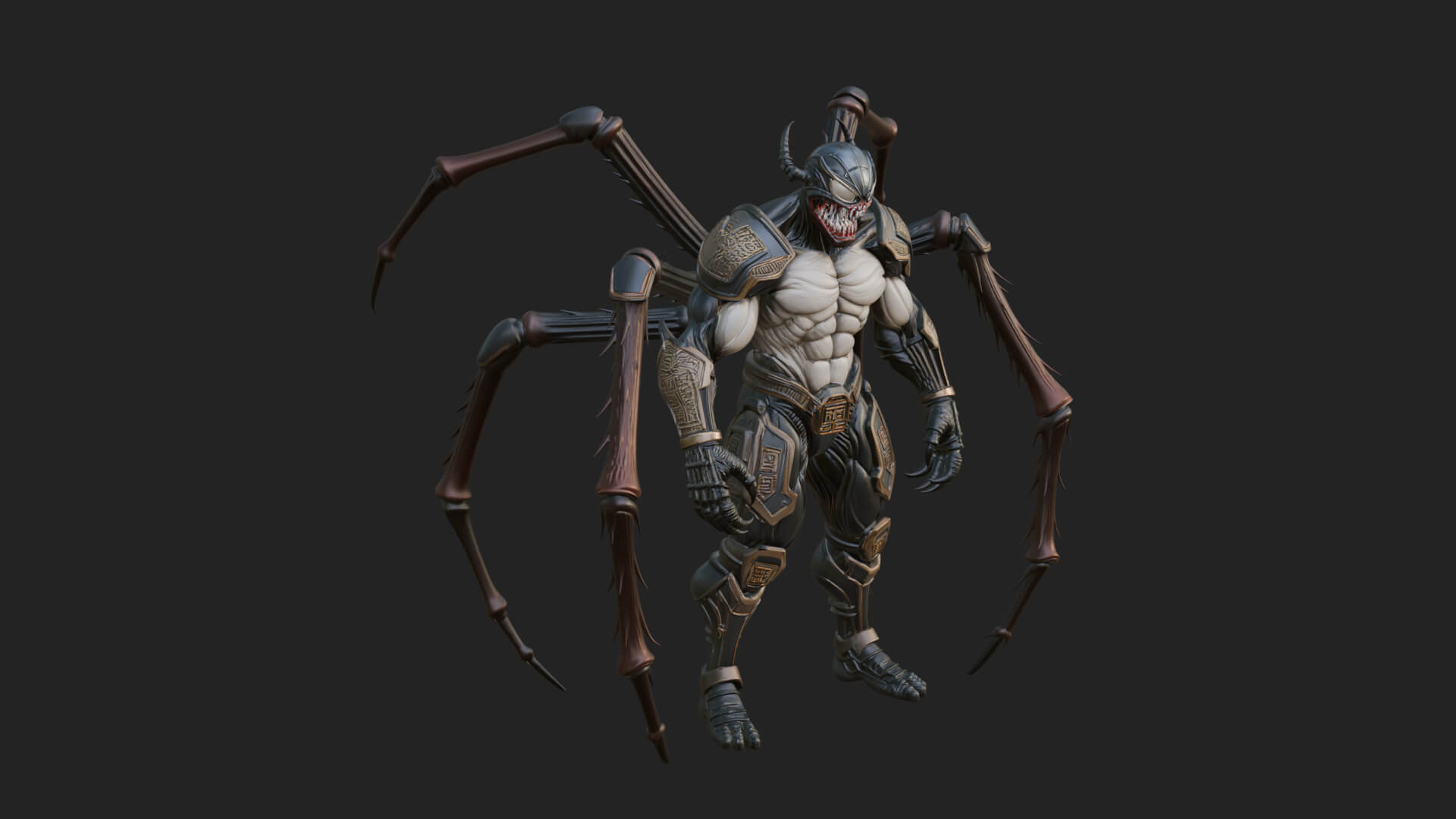 Spider-Legged Demon Statue Design 1 3D Print Model 3D Model