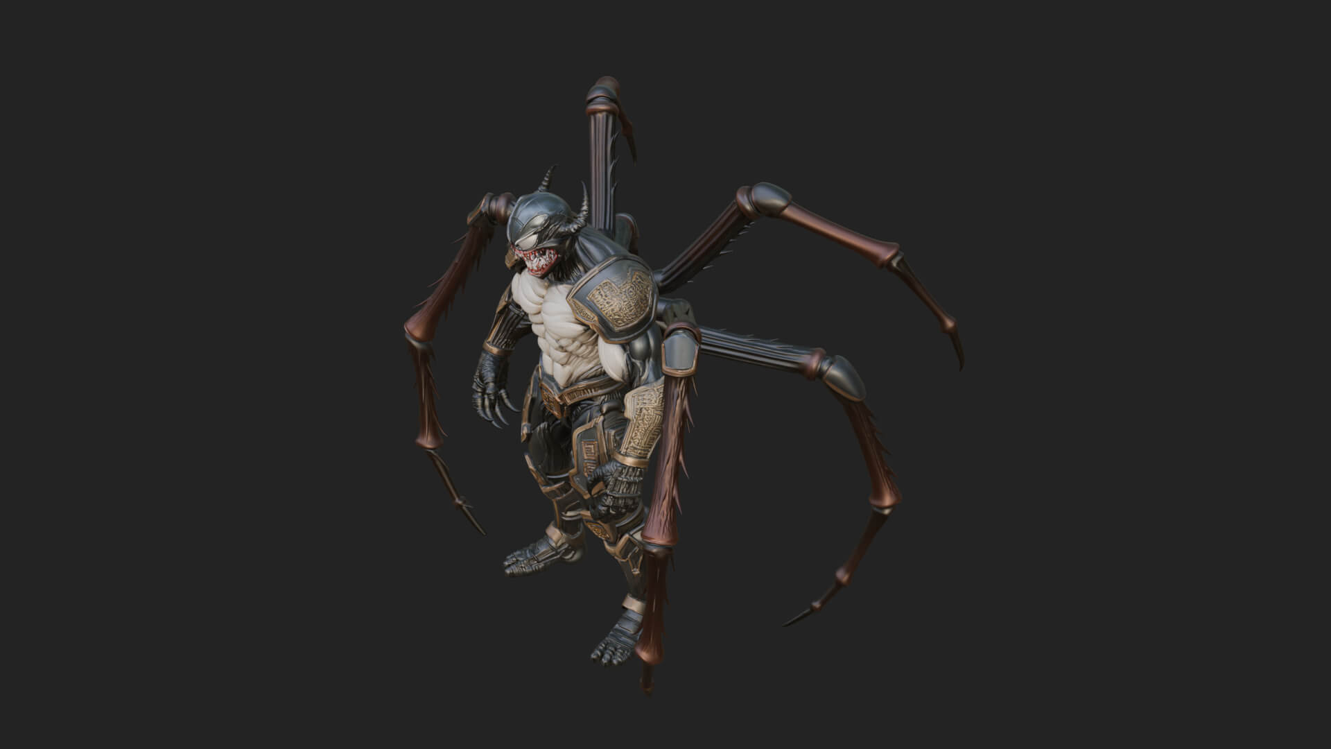 Spider-Legged Demon Statue Design 1 3D Print Model 3D Model