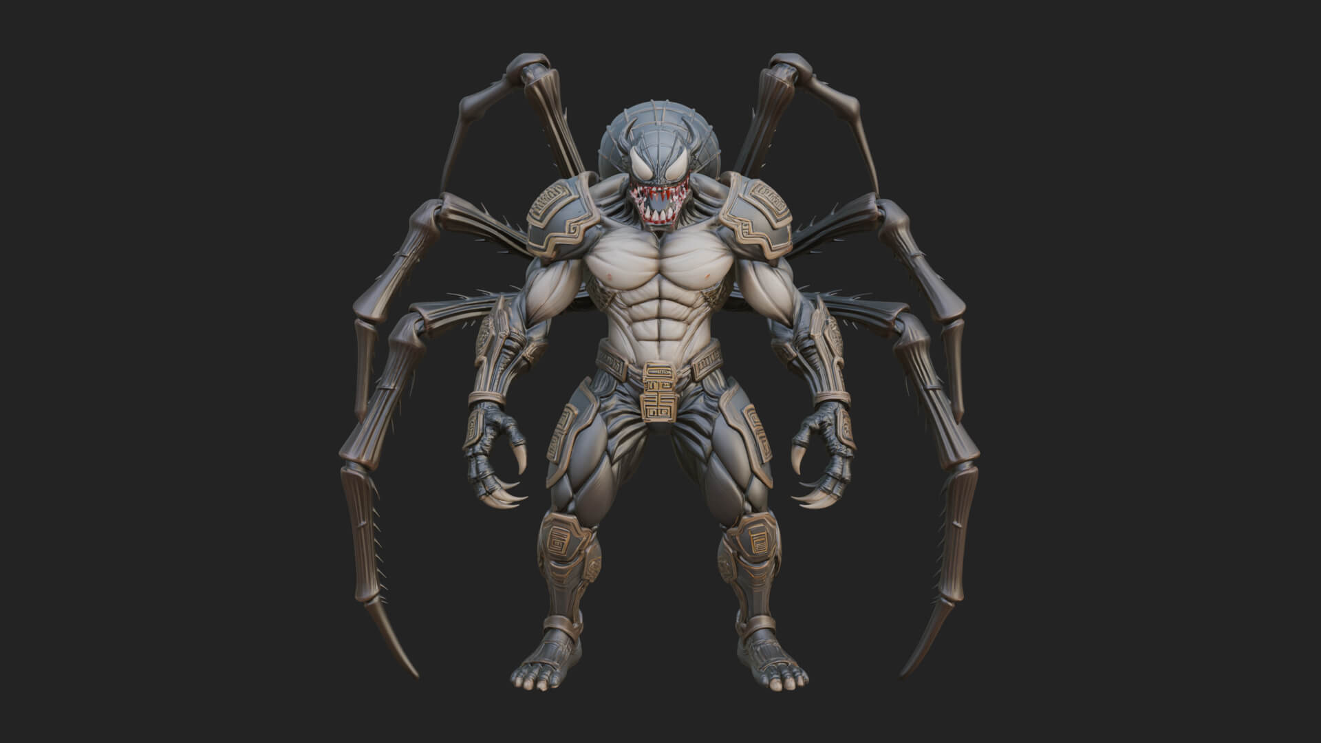 Spider-Legged Demon Statue Design 2 3D Print Model 3D Model
