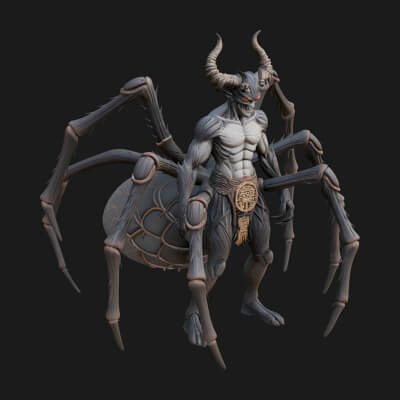 Spider Legged Demon Statue Design 5 3D Print Model