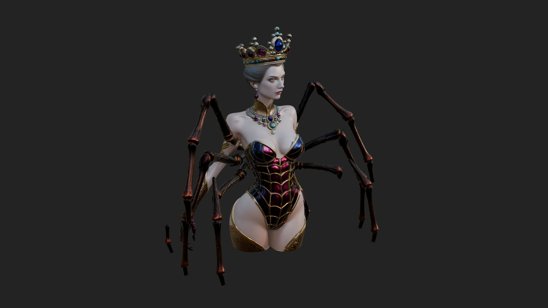 Spider Queen Statue Design 12 3D Print Model 3D Model