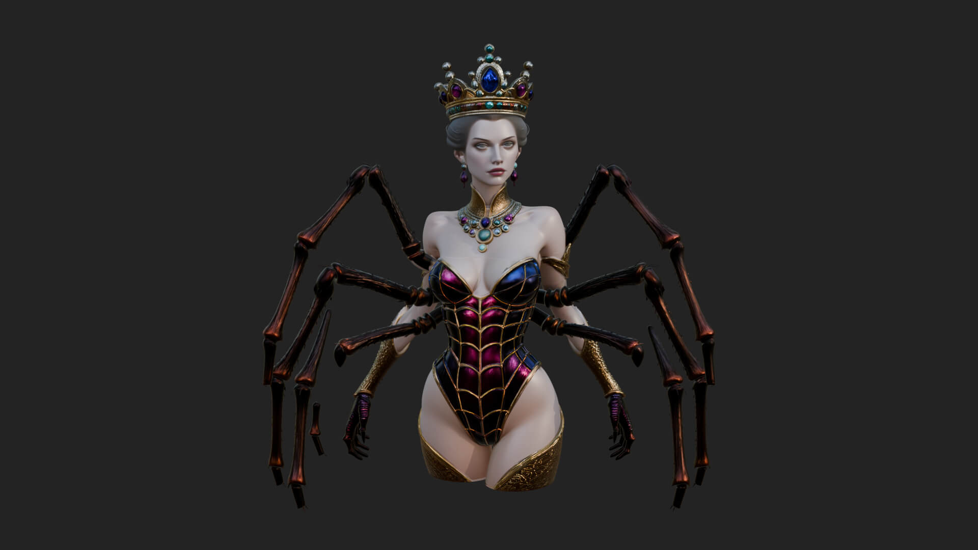 Spider Queen Statue Design 12 3D Print Model 3D Model