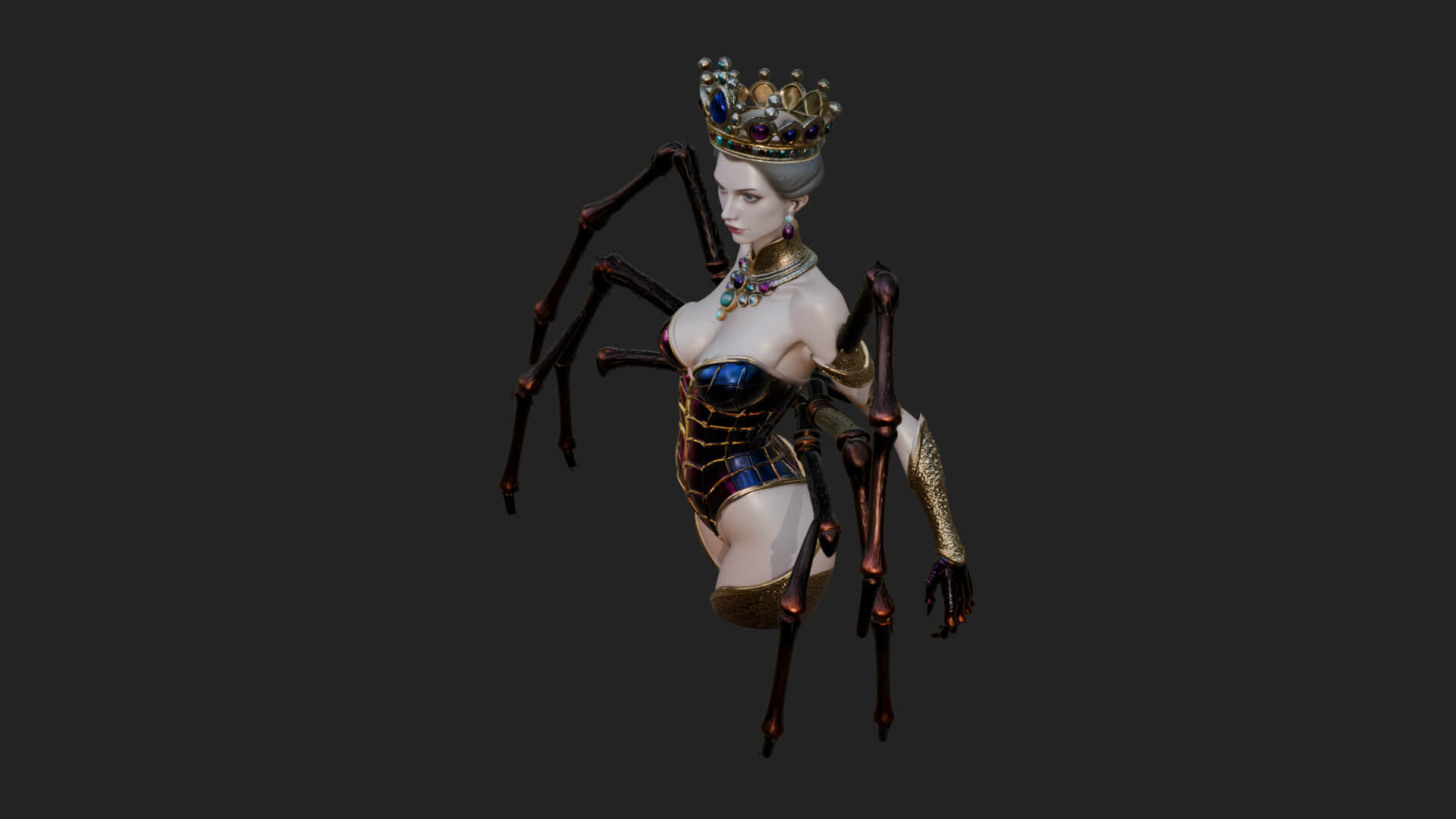 Spider Queen Statue Design 12 3D Print Model 3D Model