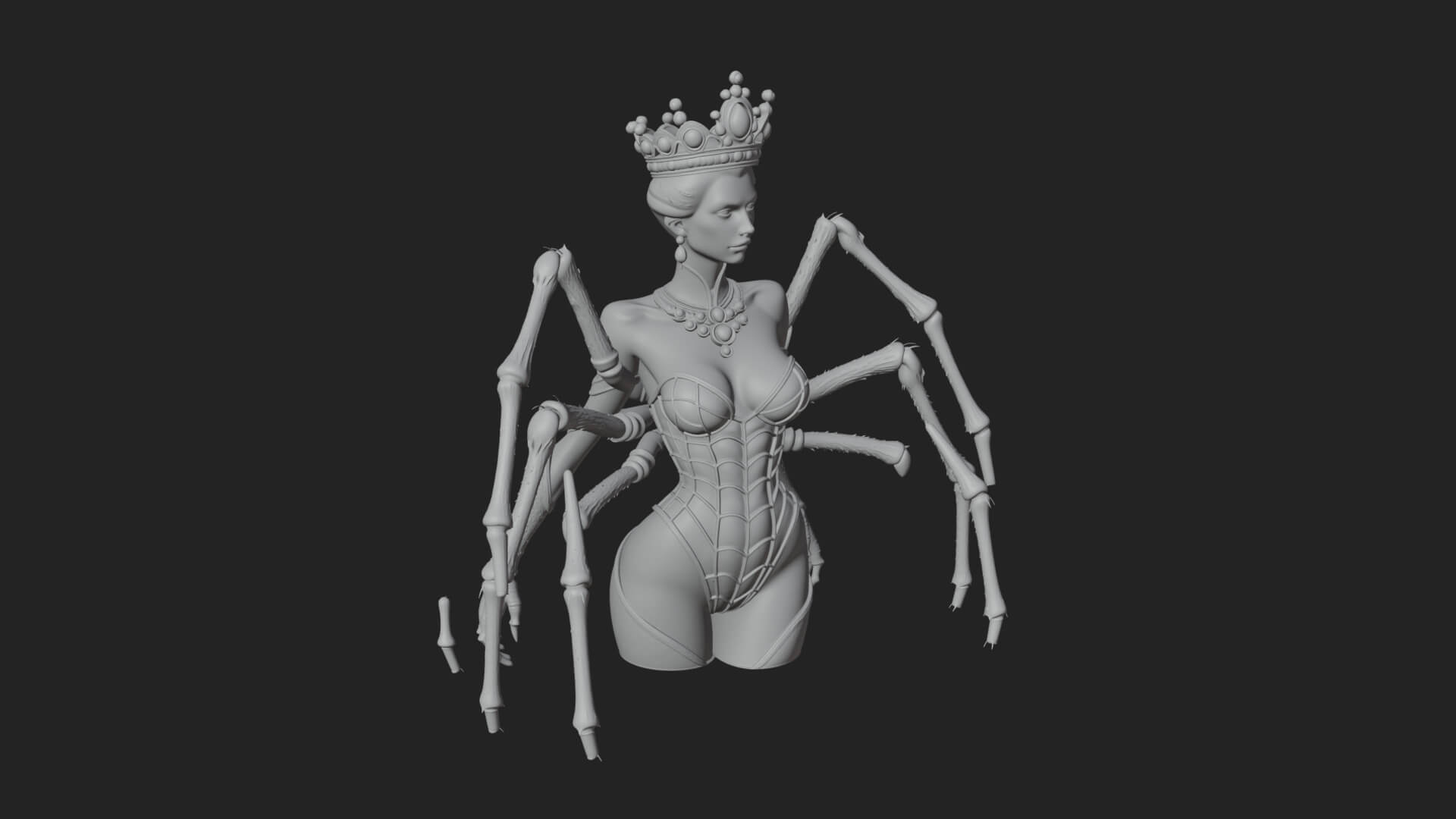 Spider Queen Statue Design 12 3D Print Model 3D Model