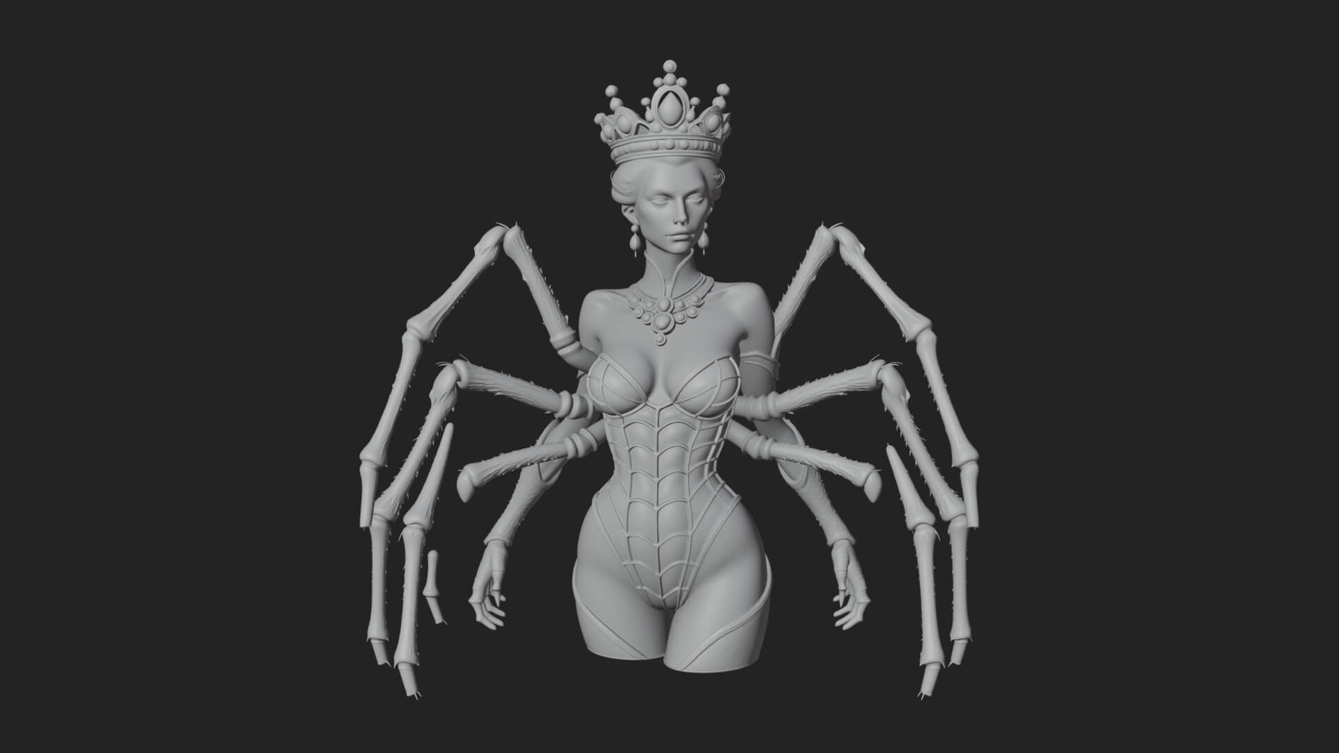 Spider Queen Statue Design 12 3D Print Model 3D Model