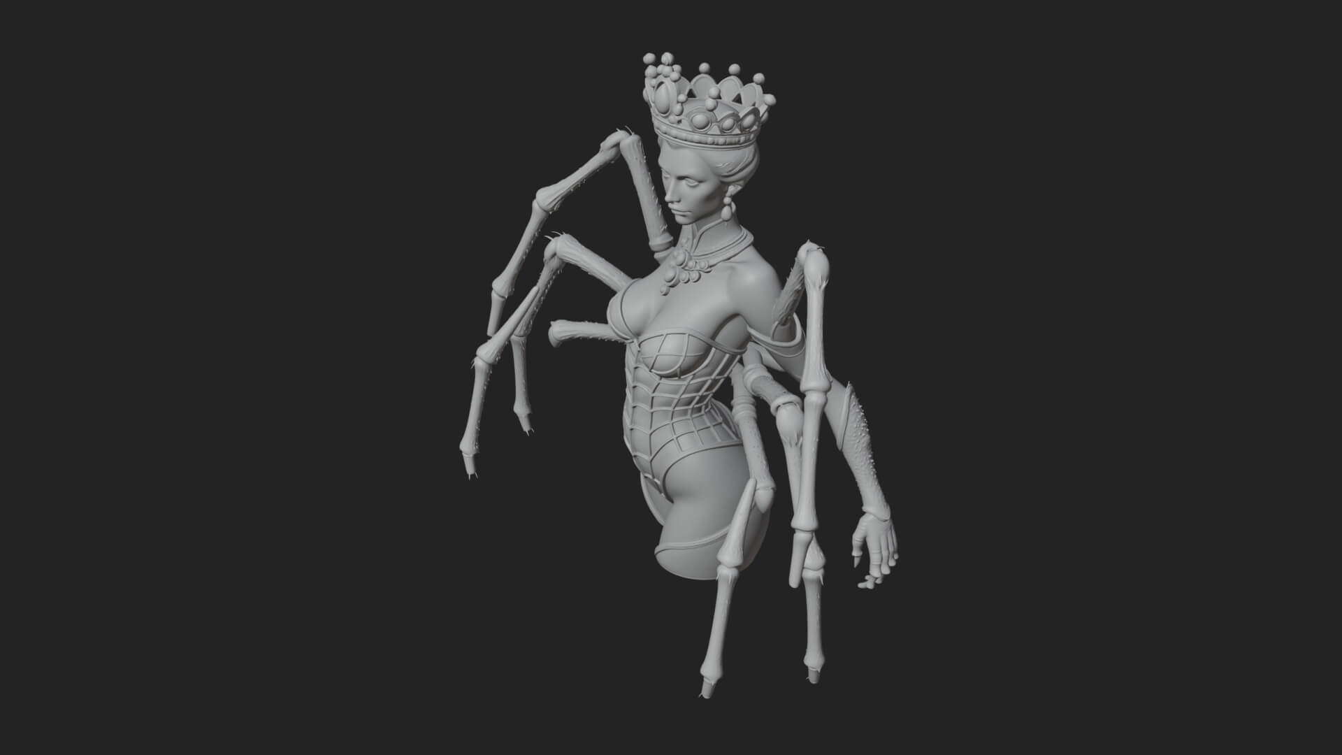 Spider Queen Statue Design 12 3D Print Model 3D Model