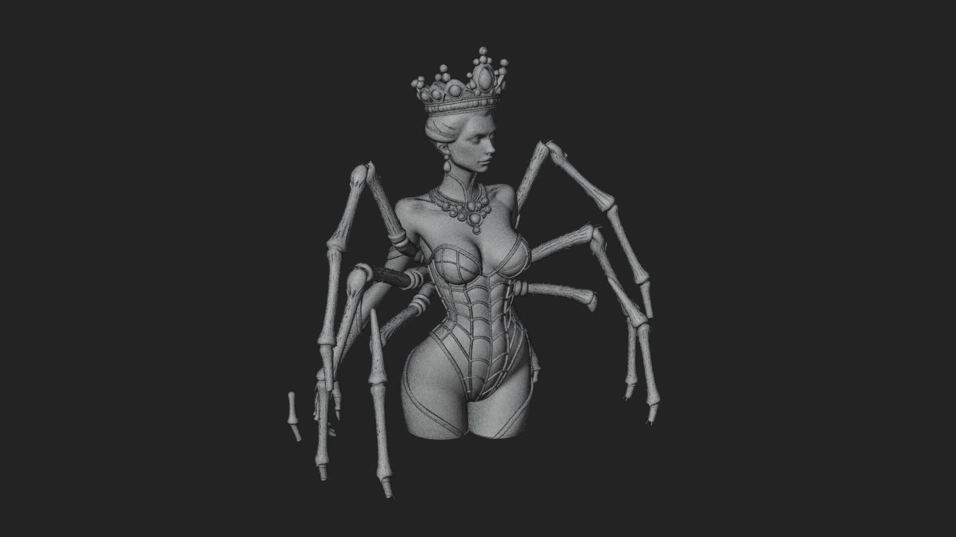 Spider Queen Statue Design 12 3D Print Model 3D Model