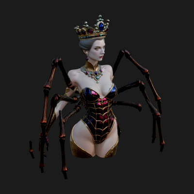 Spider Queen Statue Design 12 3D Print Model