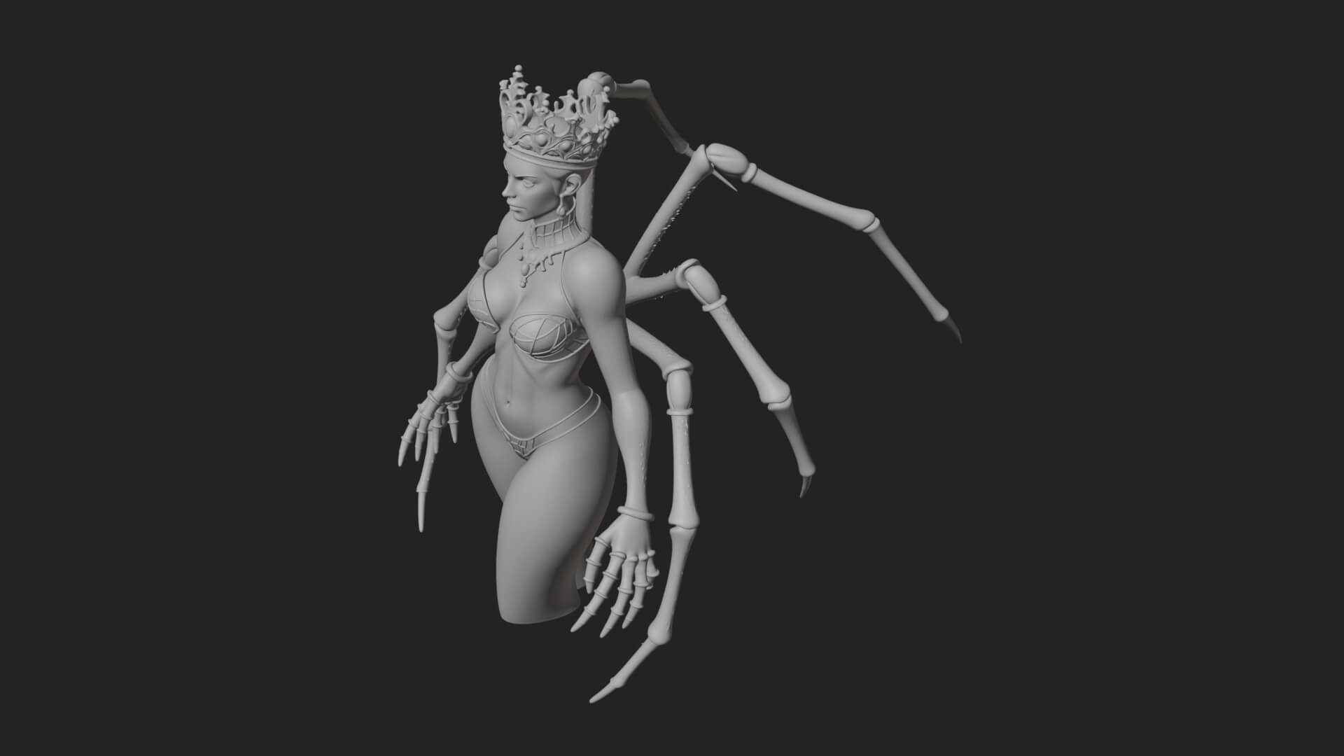 Spider Queen Statue Design 5 3D Print Model 3D Model