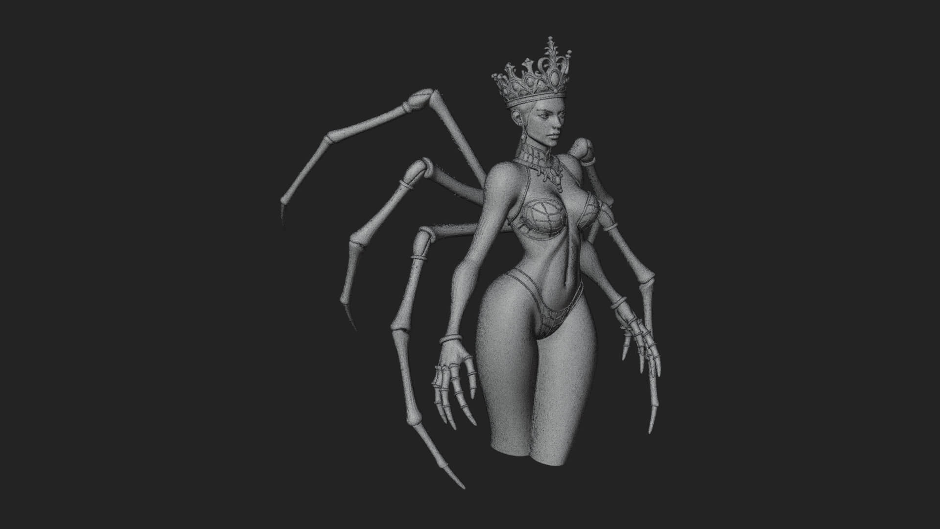 Spider Queen Statue Design 5 3D Print Model 3D Model
