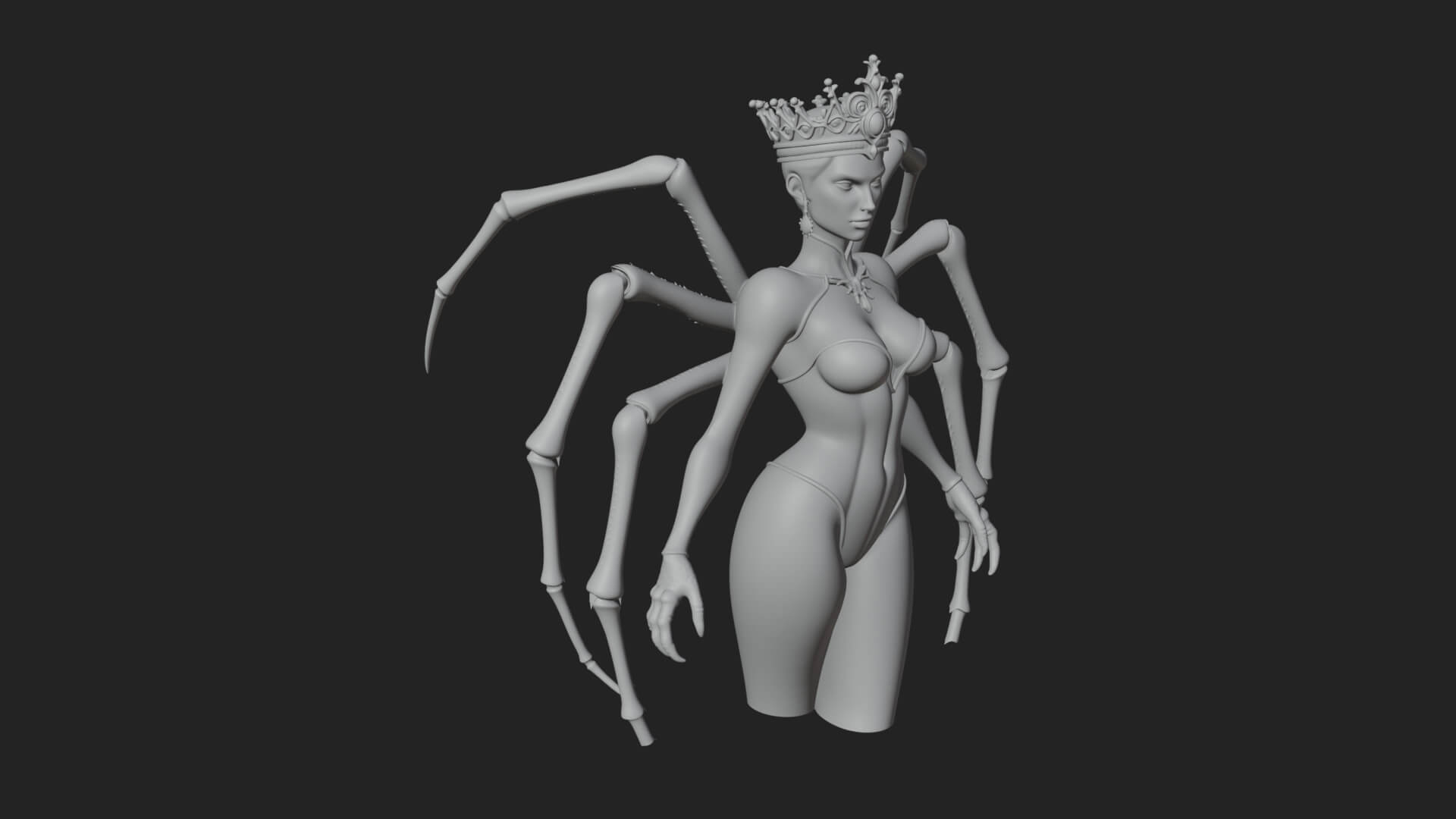 Spider Queen Statue Design 6 3D Print Model 3D Model