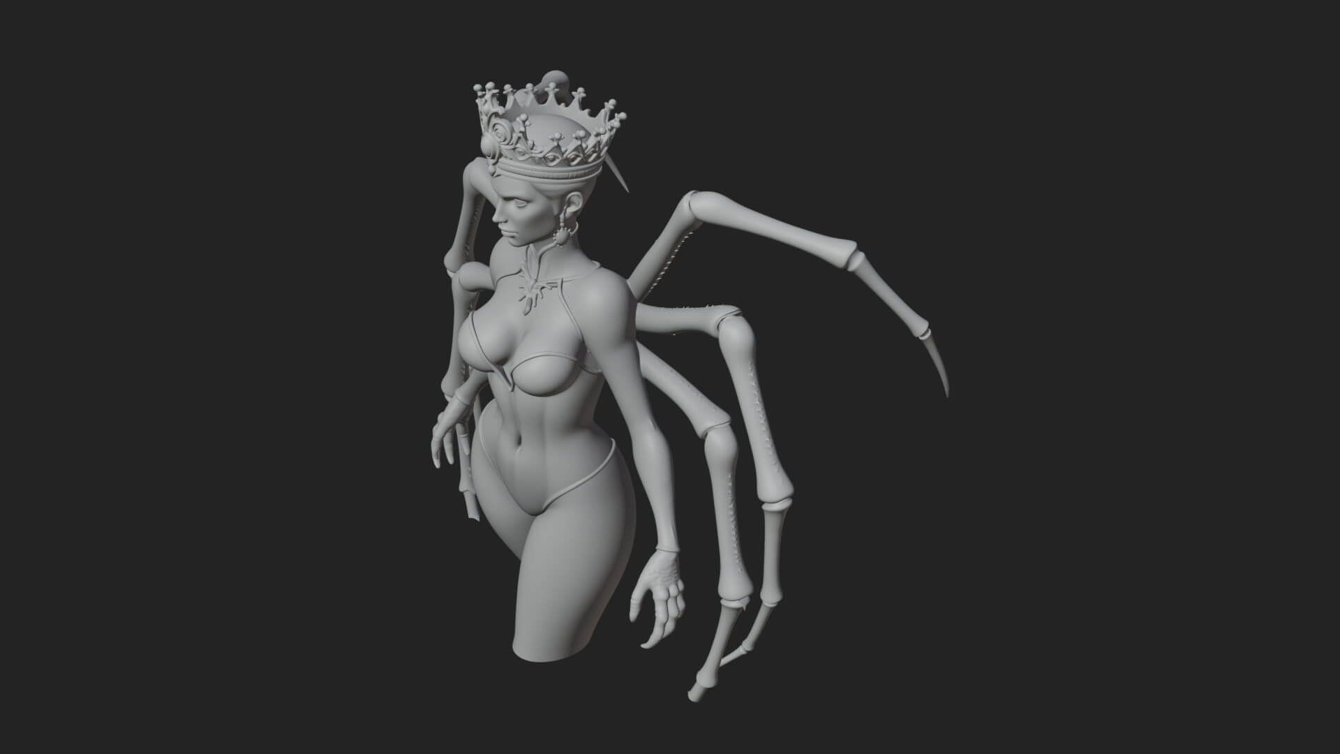 Spider Queen Statue Design 6 3D Print Model 3D Model