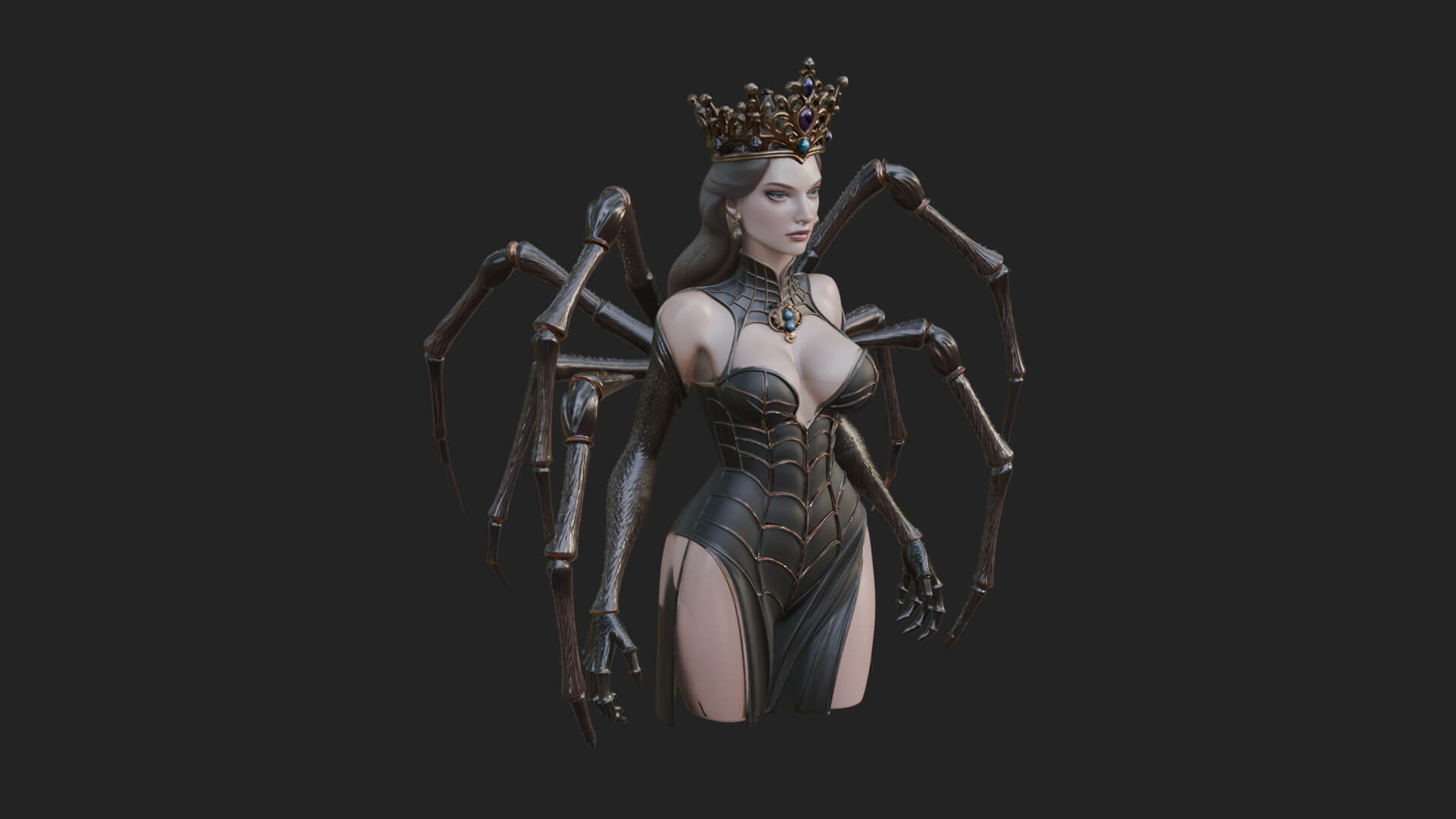 Spider Queen Statue Design 7 3D Print Model 3D Model