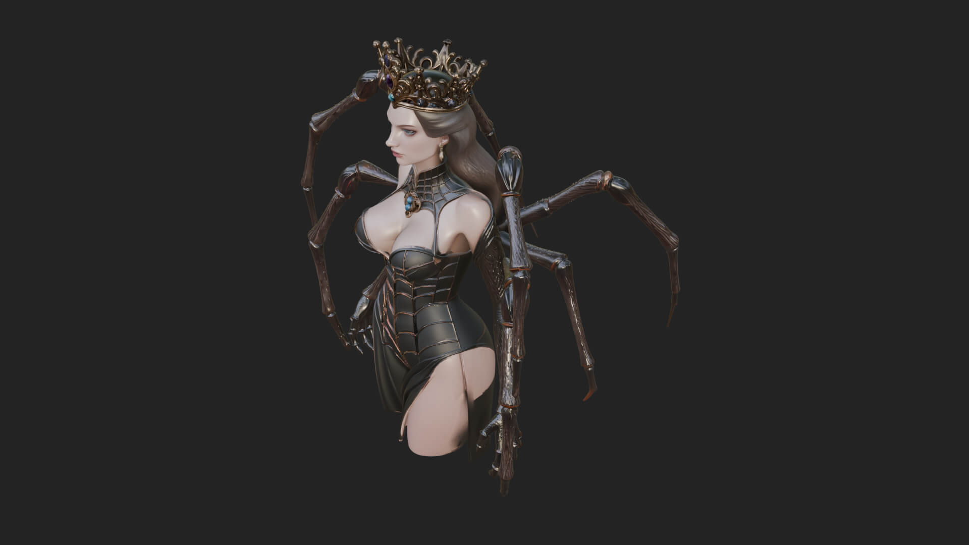 Spider Queen Statue Design 7 3D Print Model 3D Model