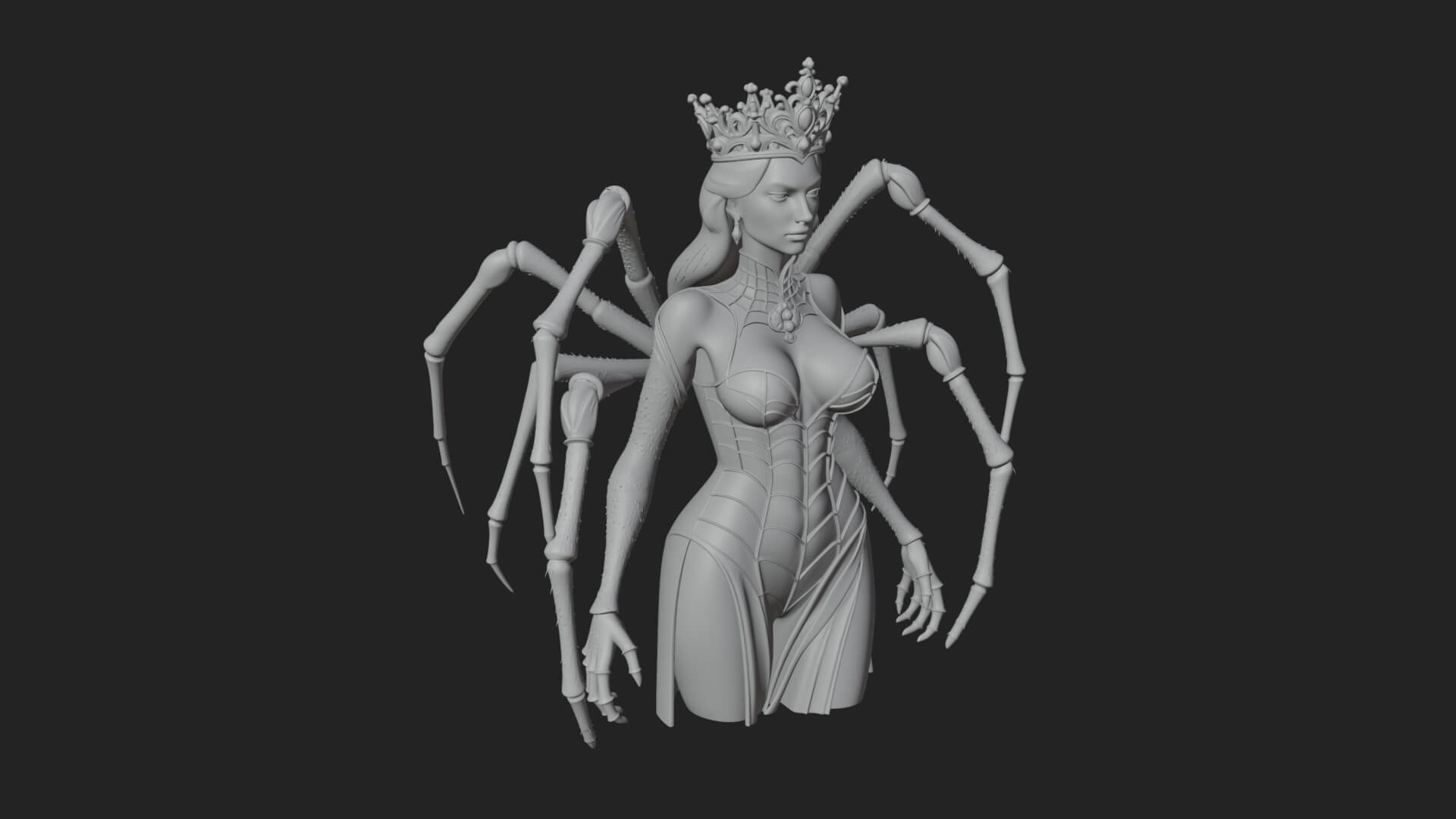 Spider Queen Statue Design 7 3D Print Model 3D Model
