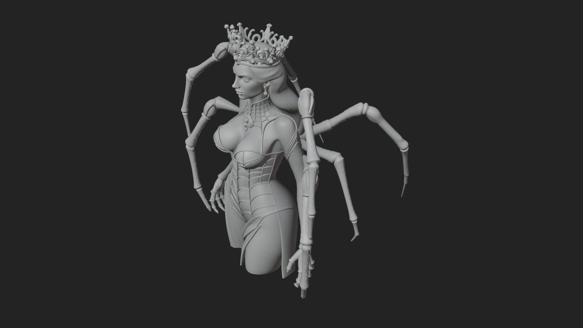 Spider Queen Statue Design 7 3D Print Model 3D Model