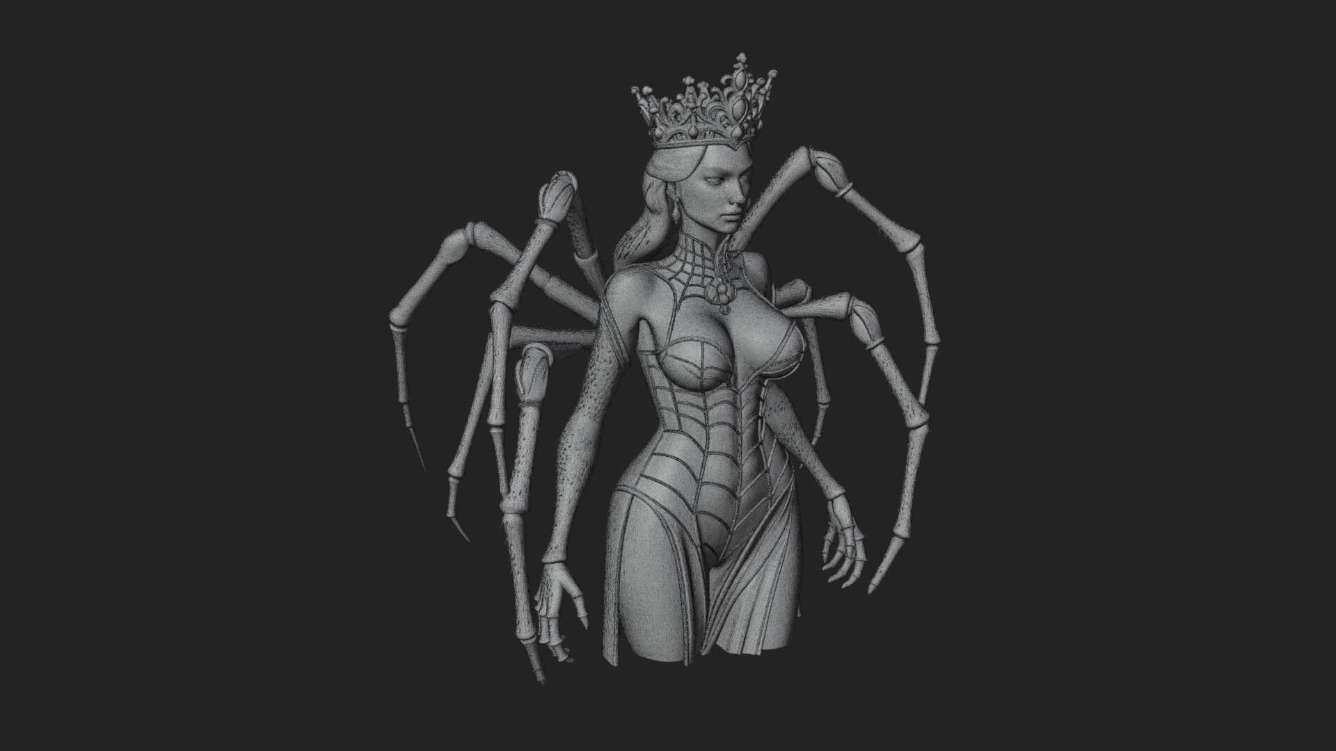 Spider Queen Statue Design 7 3D Print Model 3D Model