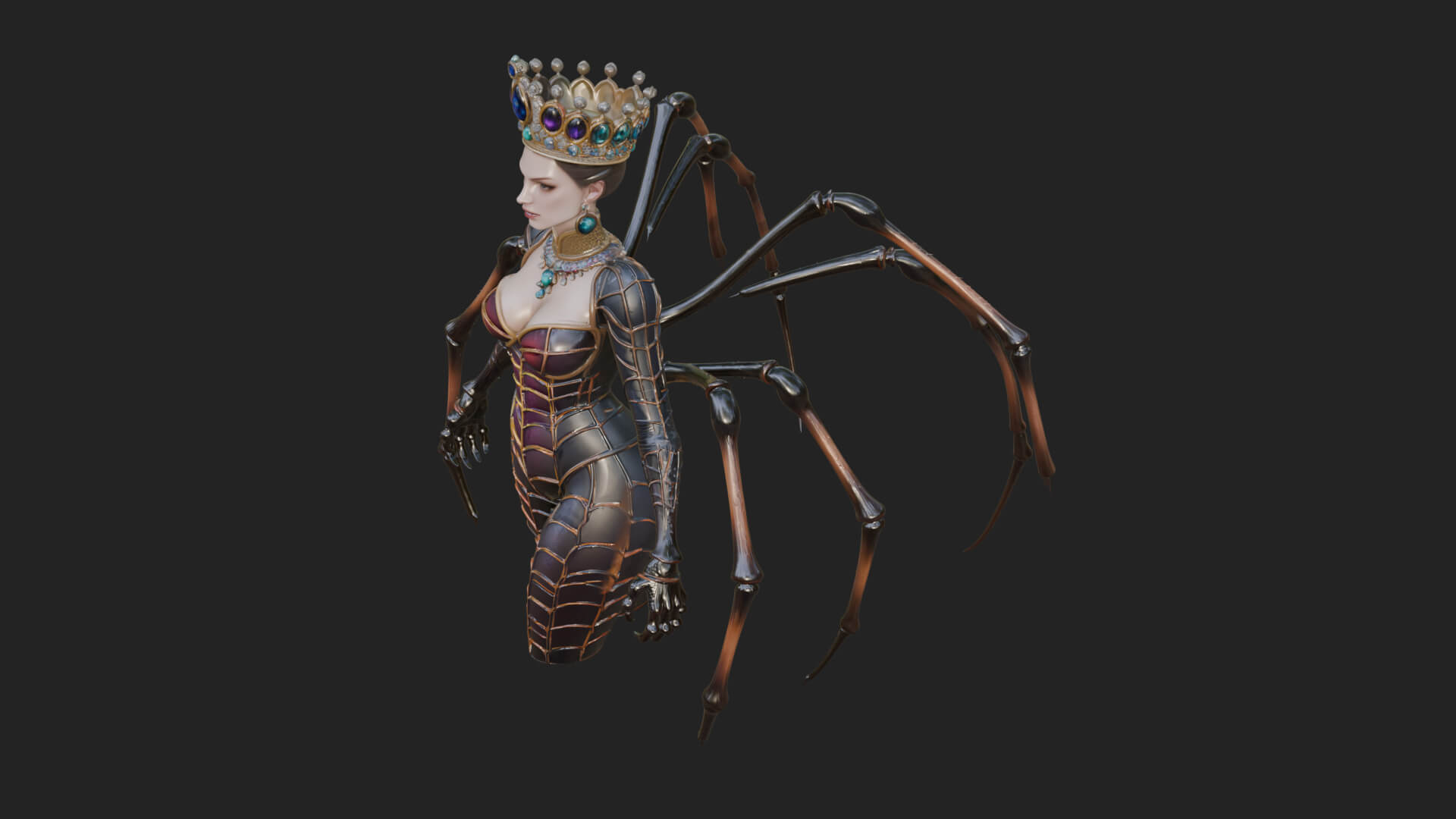 Spider Queen Statue Design 9 3D Print Model 3D Model