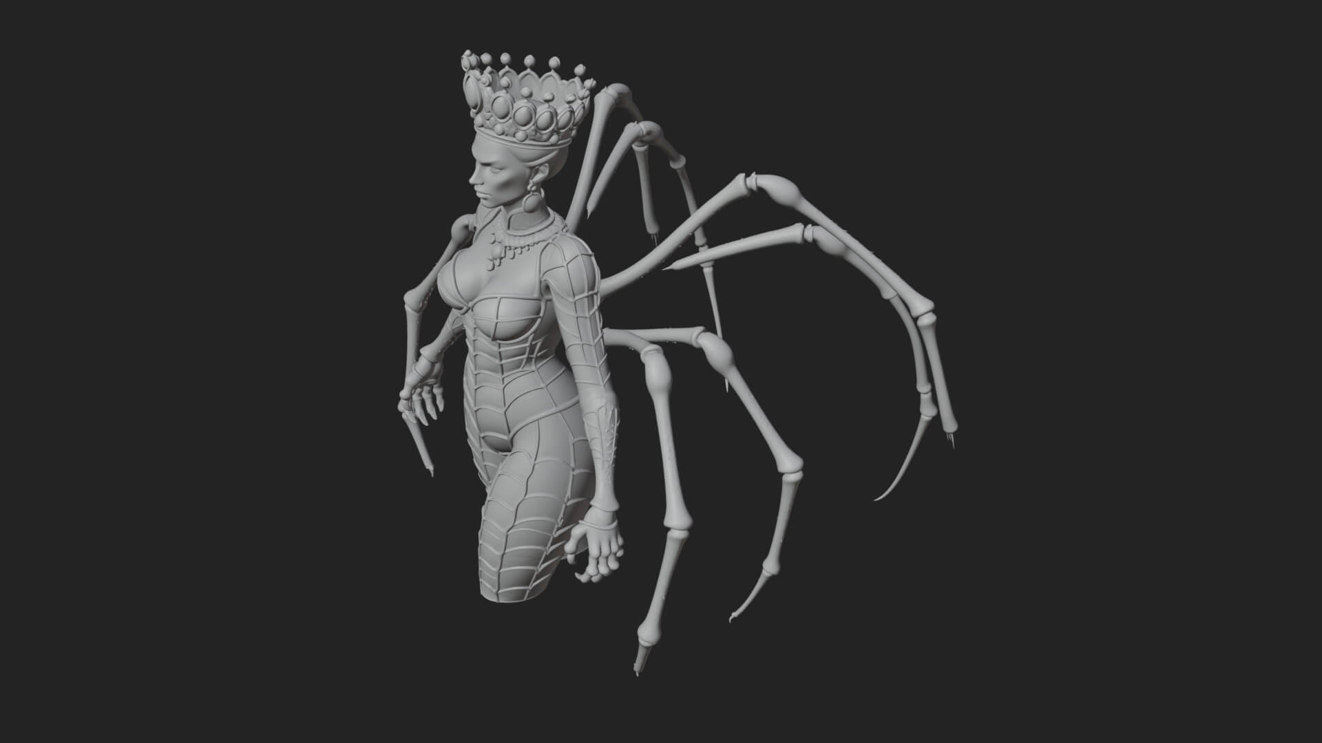 Spider Queen Statue Design 9 3D Print Model 3D Model