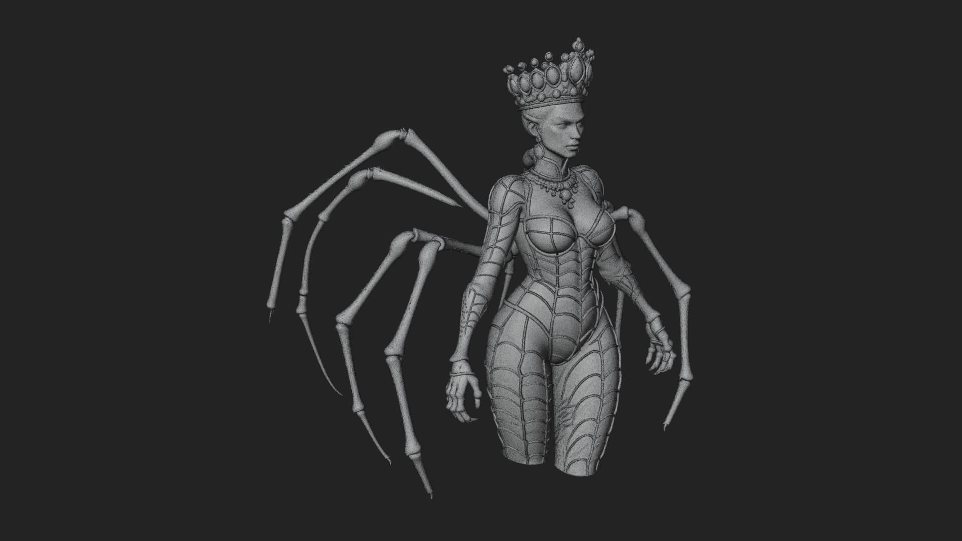 Spider Queen Statue Design 9 3D Print Model 3D Model